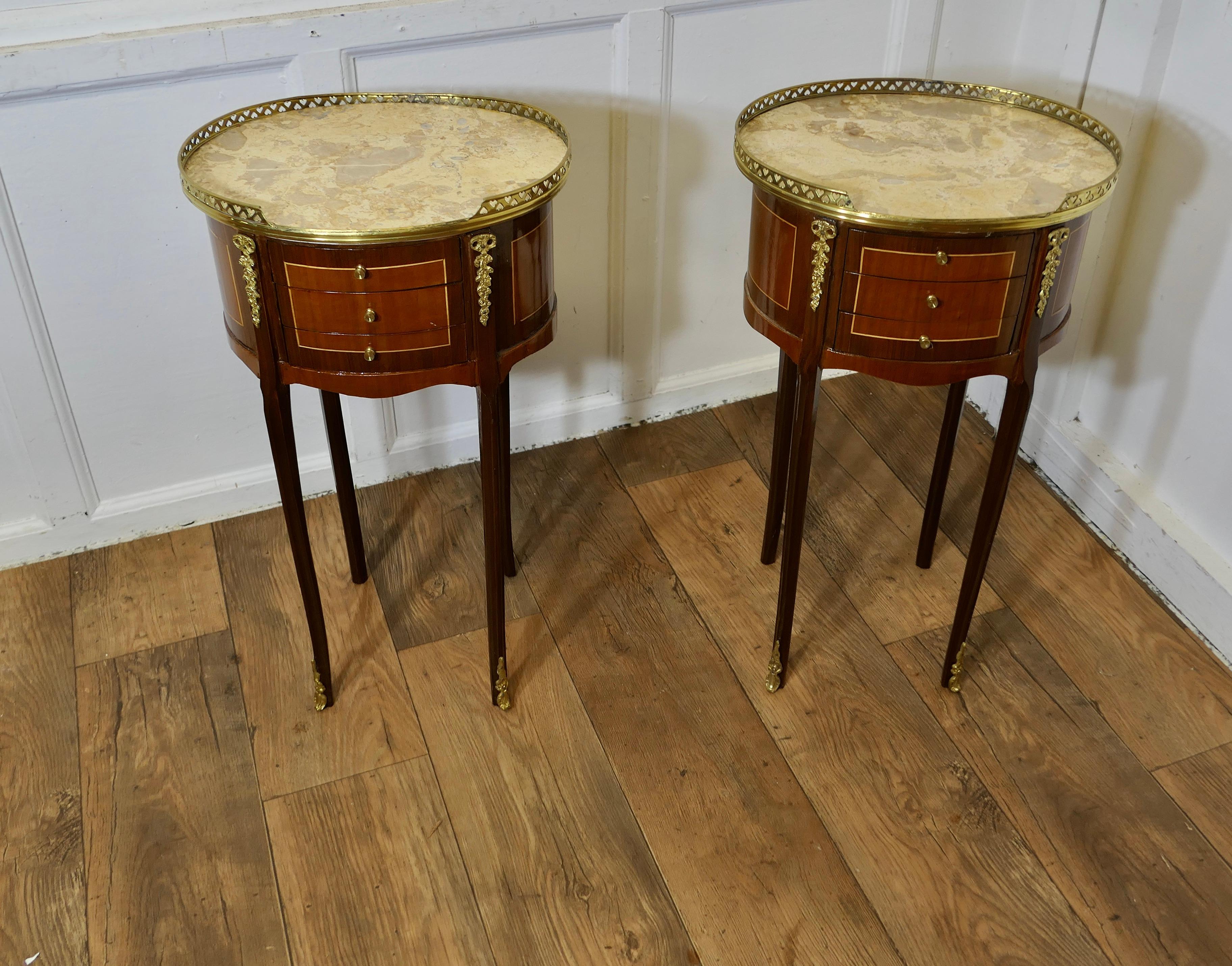 French Provincial A Pair of French 19th Century Oval Side Tables or Bedside Cabinets For Sale