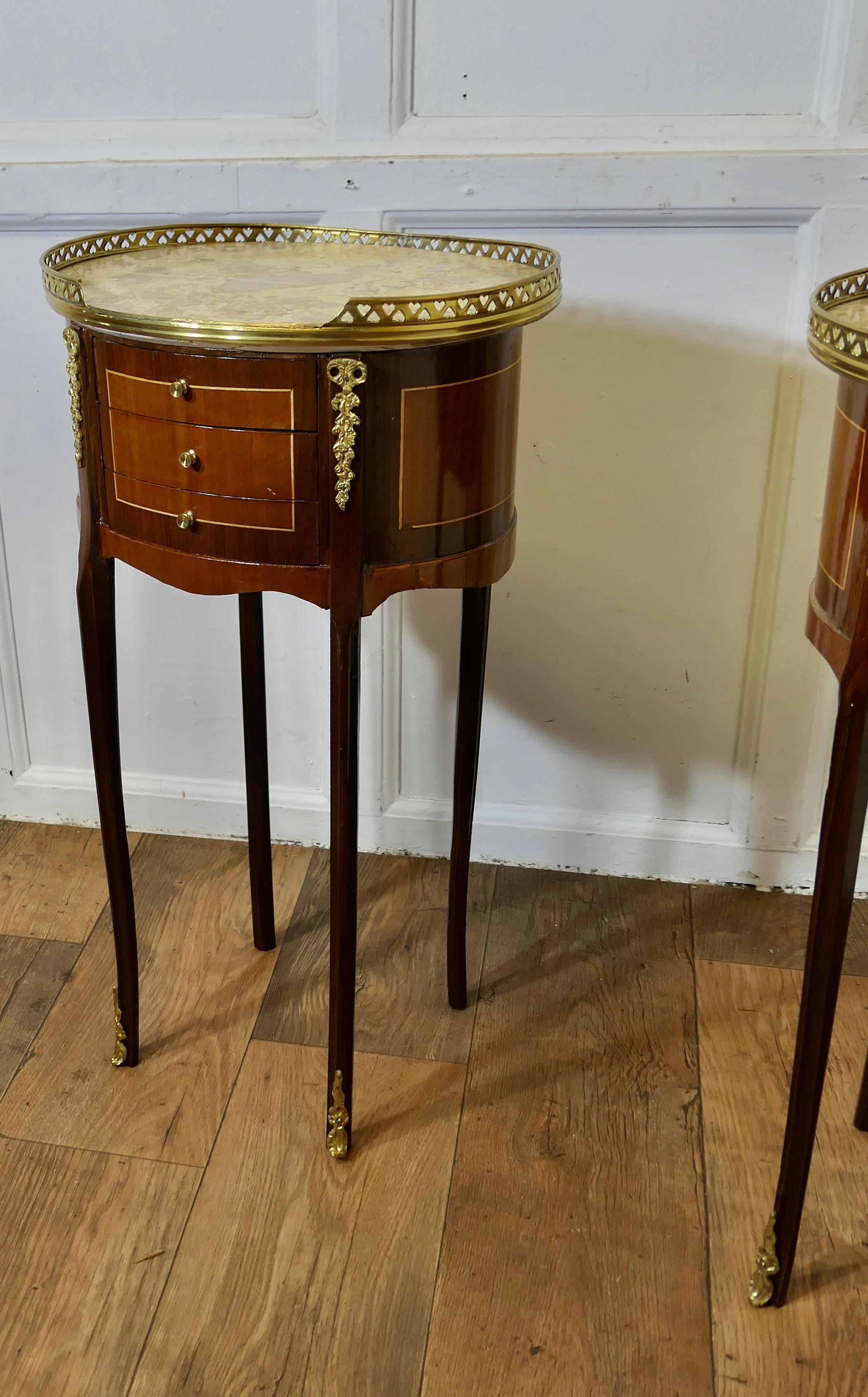 A Pair of French 19th Century Oval Side Tables or Bedside Cabinets In Good Condition For Sale In Godshill, Isle of Wight