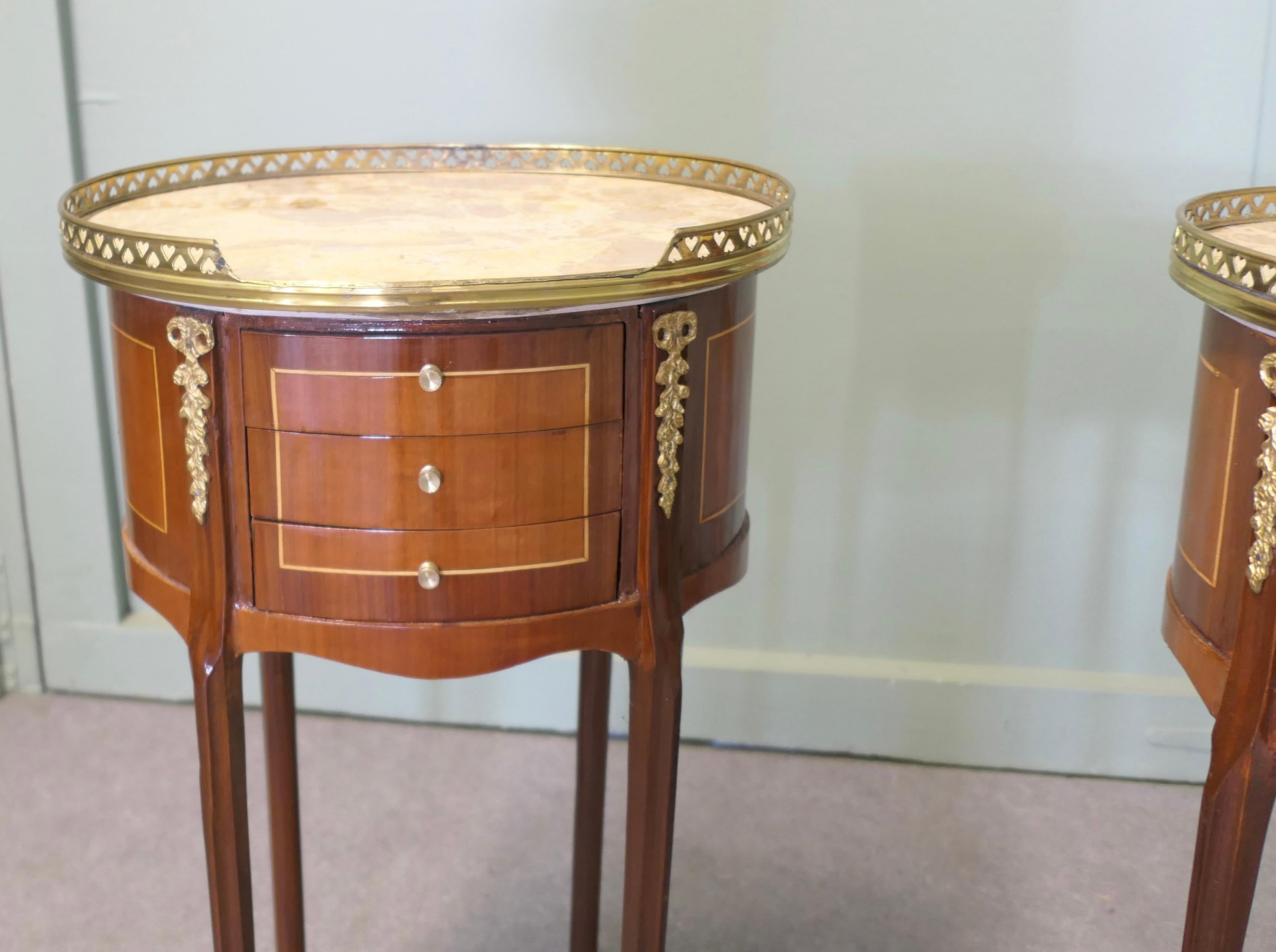 Mid-20th Century A Pair of French 19th Century Oval Side Tables or Bedside Cabinets