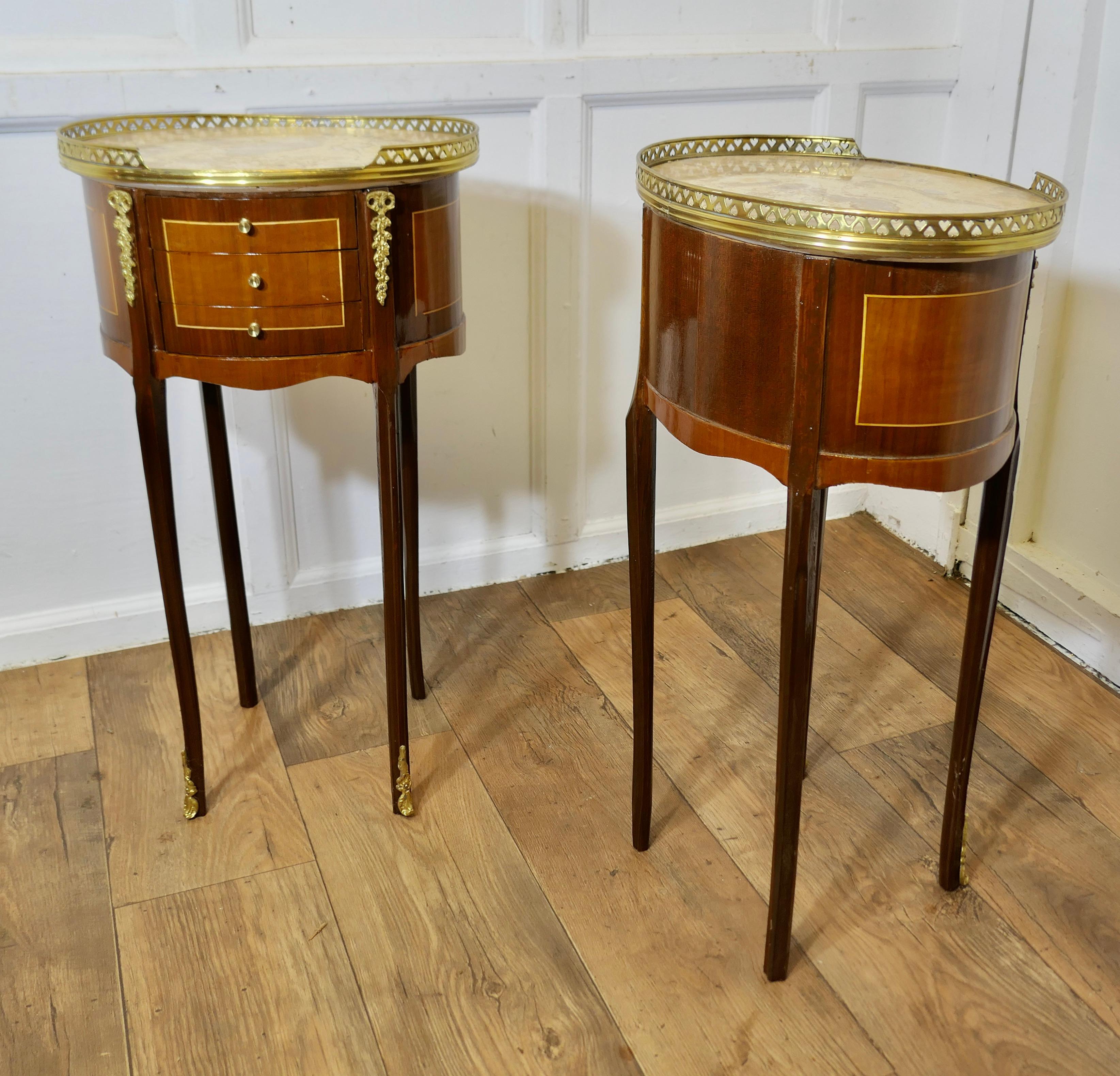 Walnut A Pair of French 19th Century Oval Side Tables or Bedside Cabinets For Sale