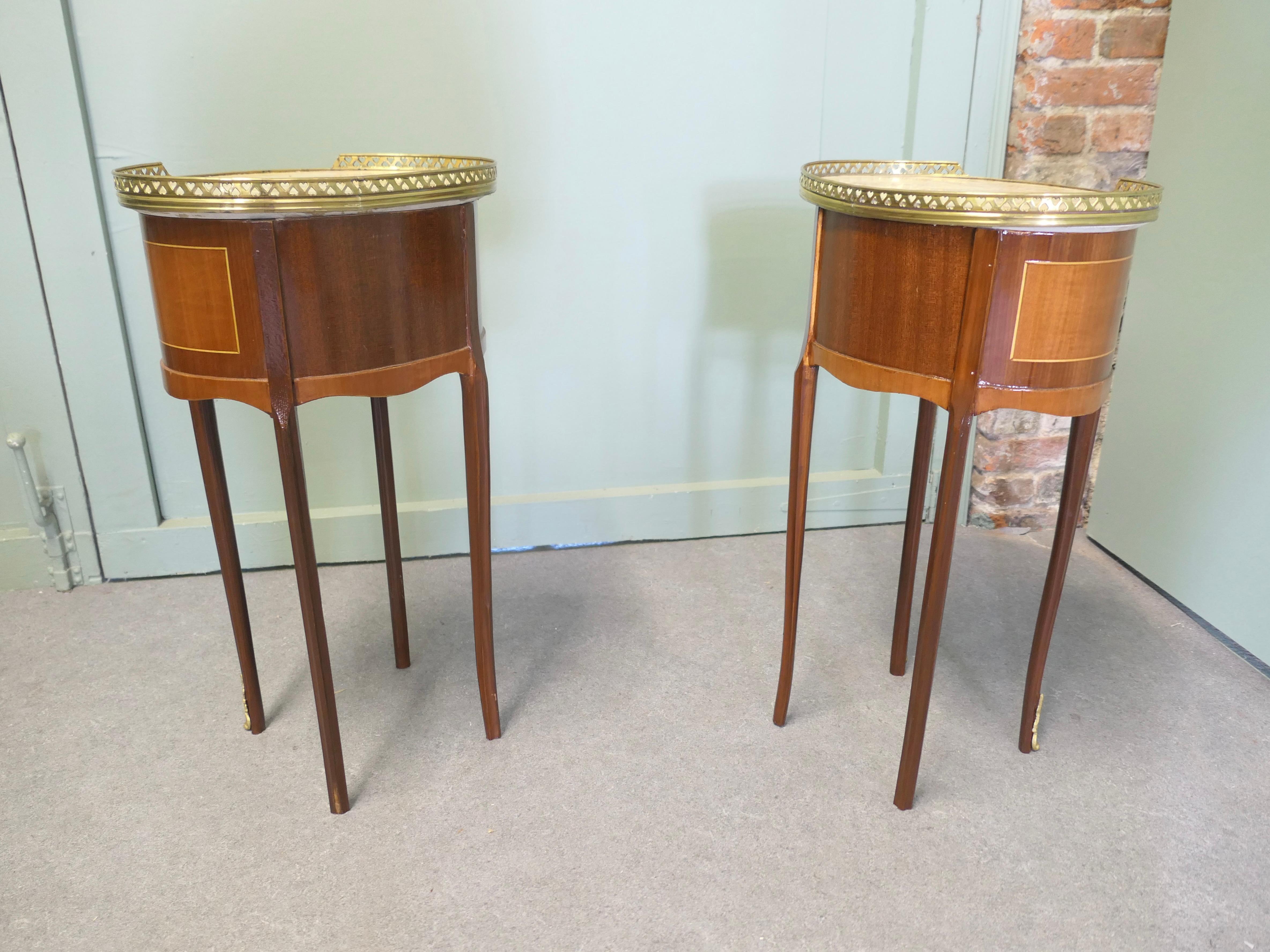 Marble A Pair of French 19th Century Oval Side Tables or Bedside Cabinets