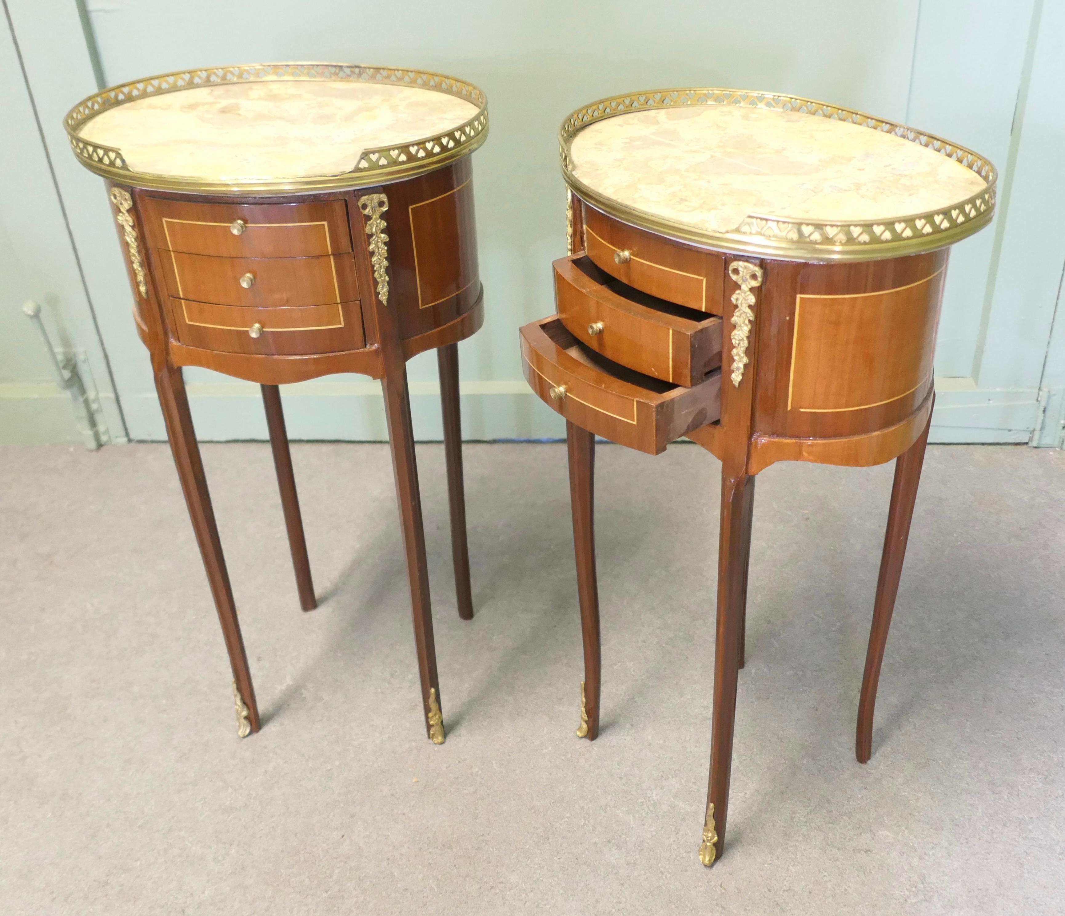 A Pair of French 19th Century Oval Side Tables or Bedside Cabinets 2