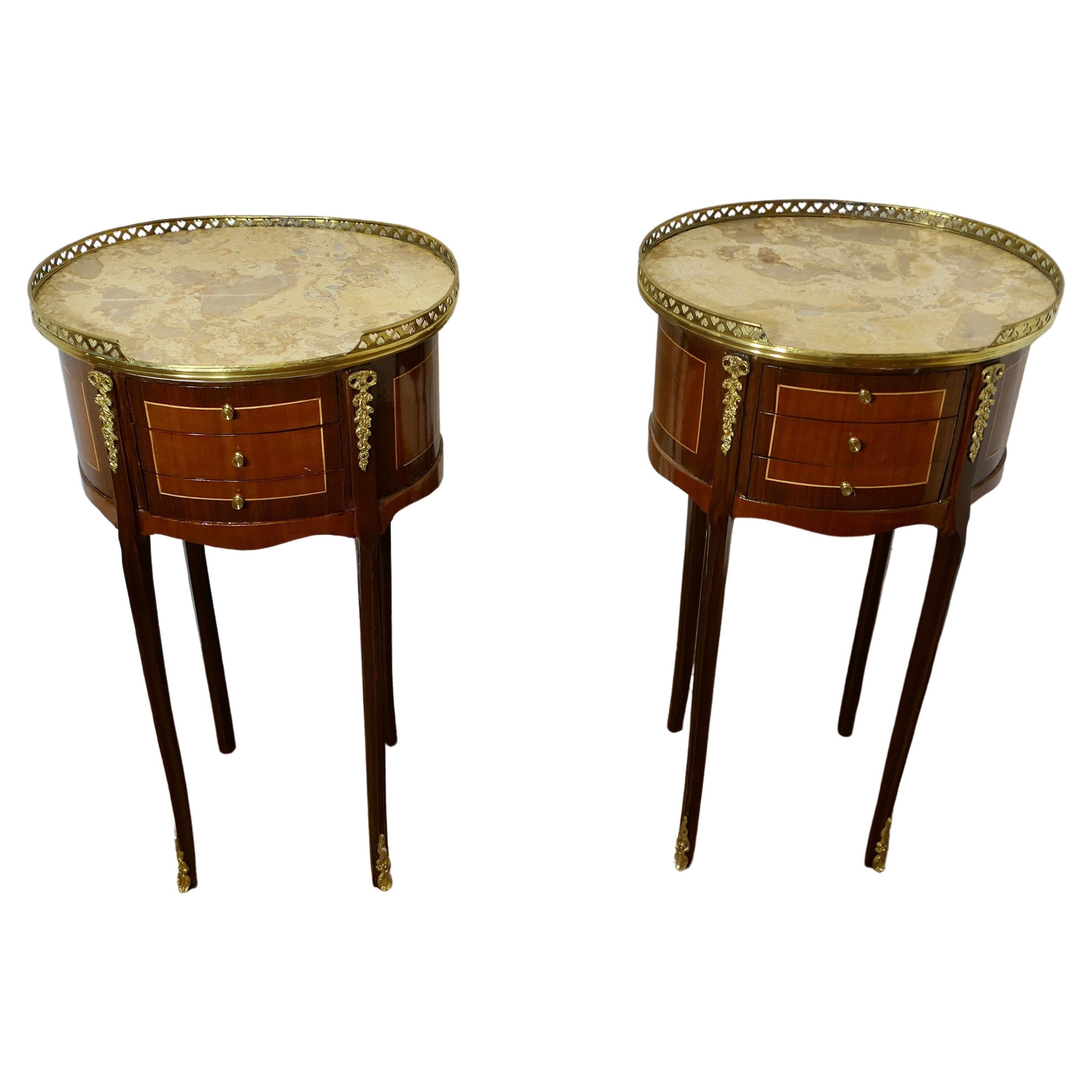 A Pair of French 19th Century Oval Side Tables or Bedside Cabinets
