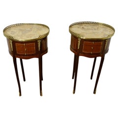 Antique A Pair of French 19th Century Oval Side Tables or Bedside Cabinets     