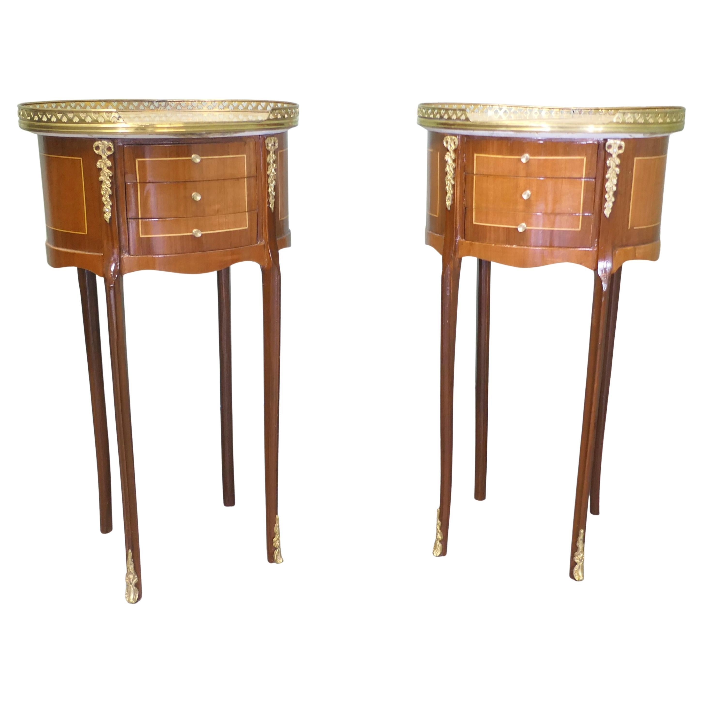 A Pair of French 19th Century Oval Side Tables or Bedside Cabinets
