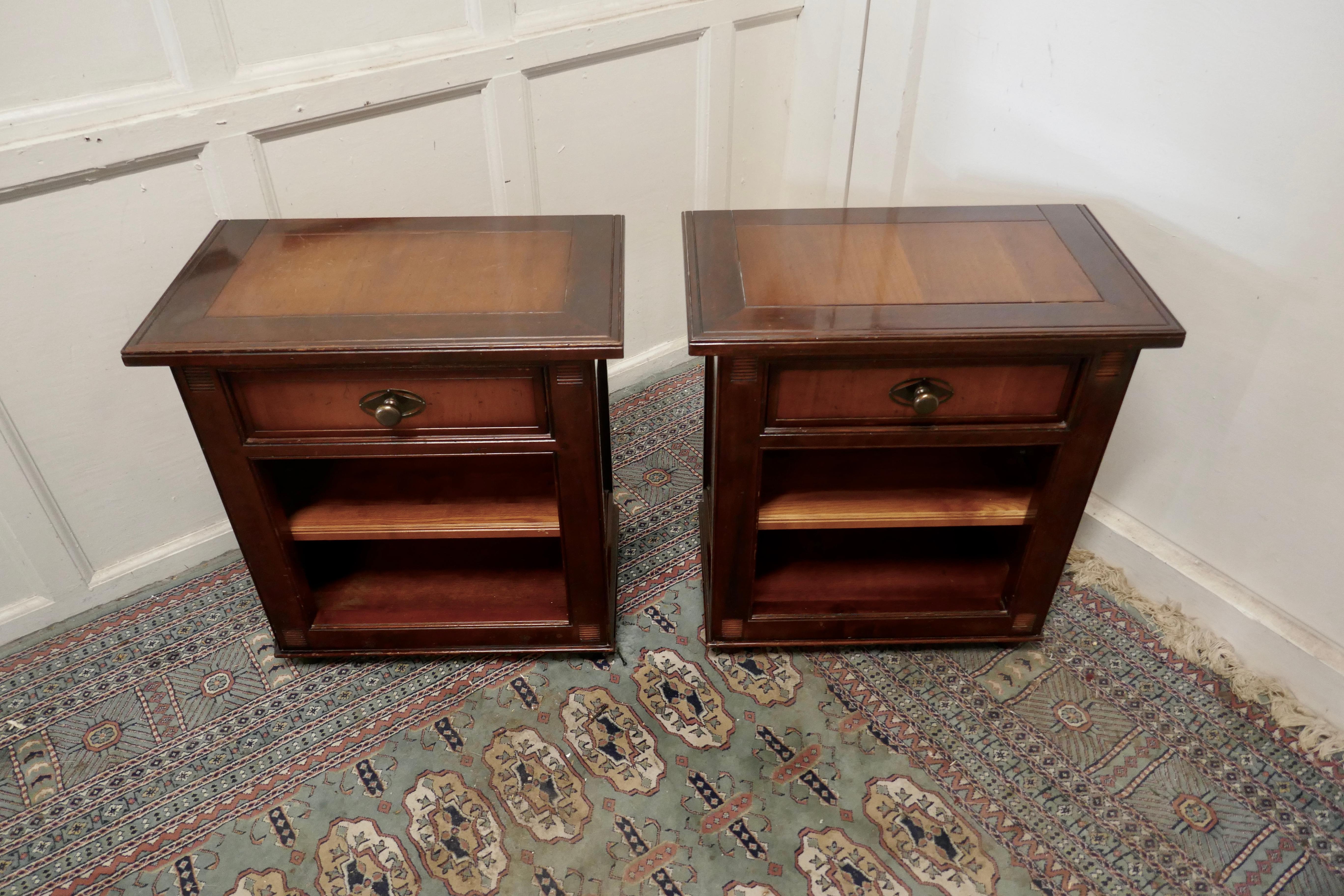 French Provincial Pair of French 2 Tone Fruitwood Bedside Cupboards or Night Tables For Sale