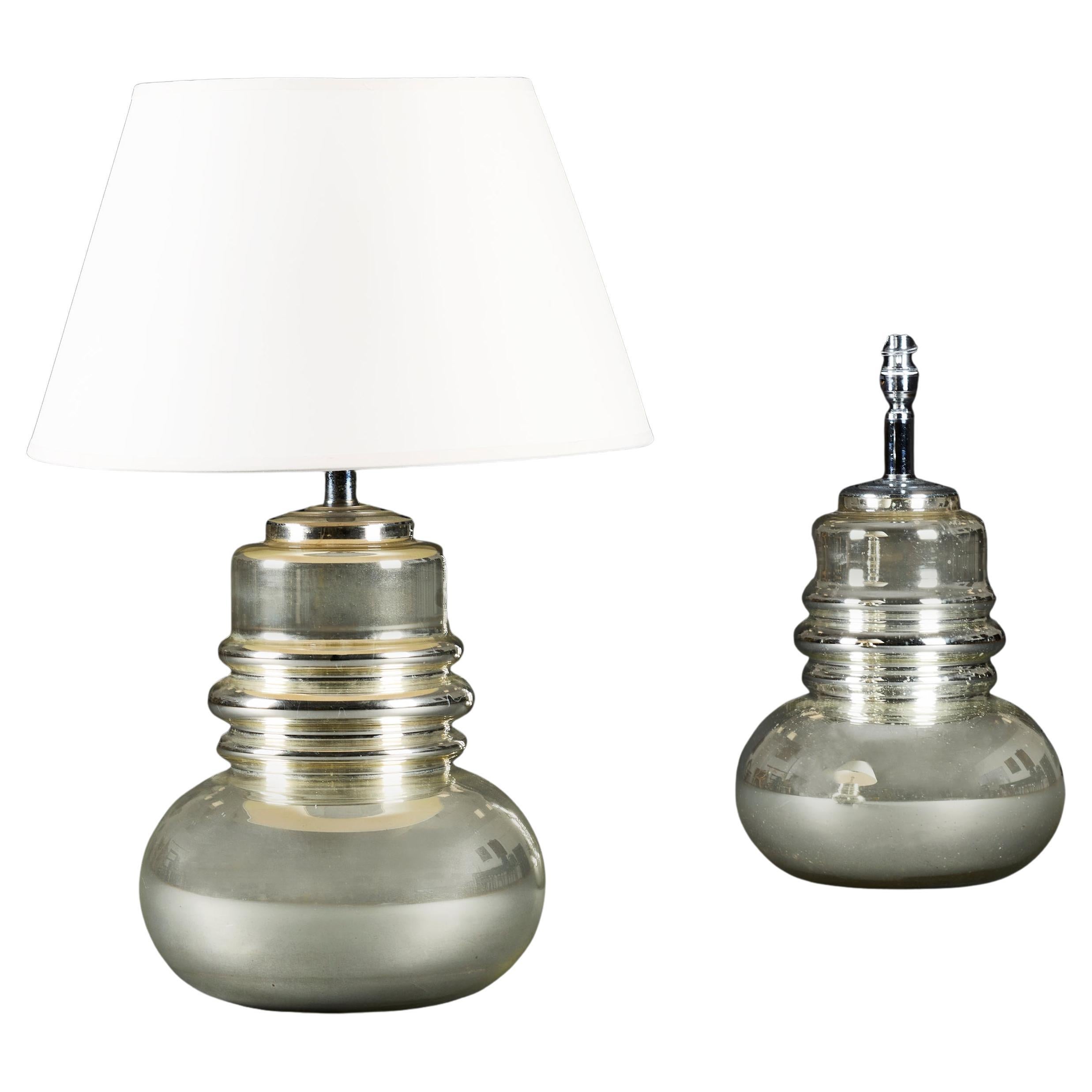 Paire de lampes en verre au mercure du 20e siècle