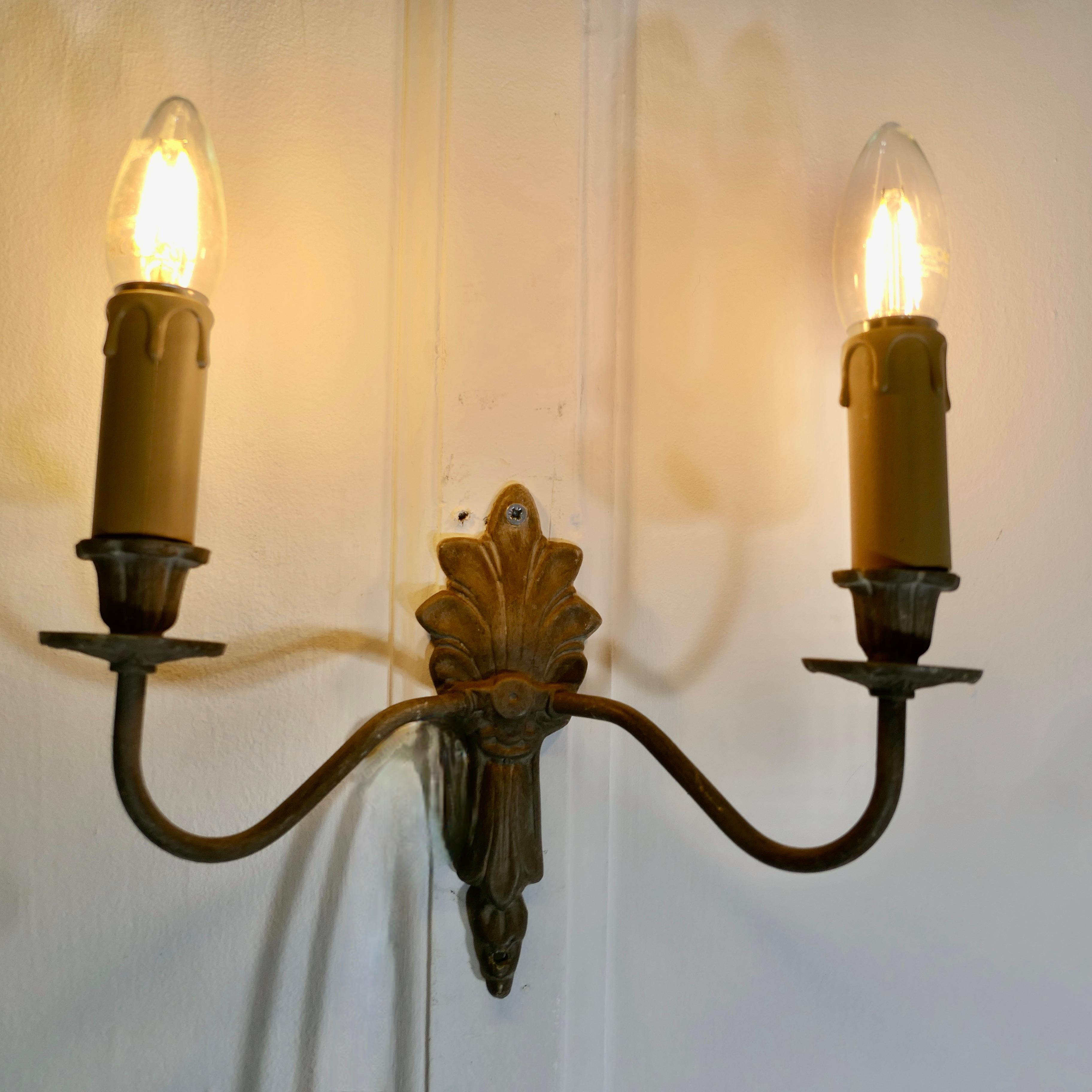 Adam Style A pair of French 4 Neo Classical Metal Twin Wall Lights For Sale