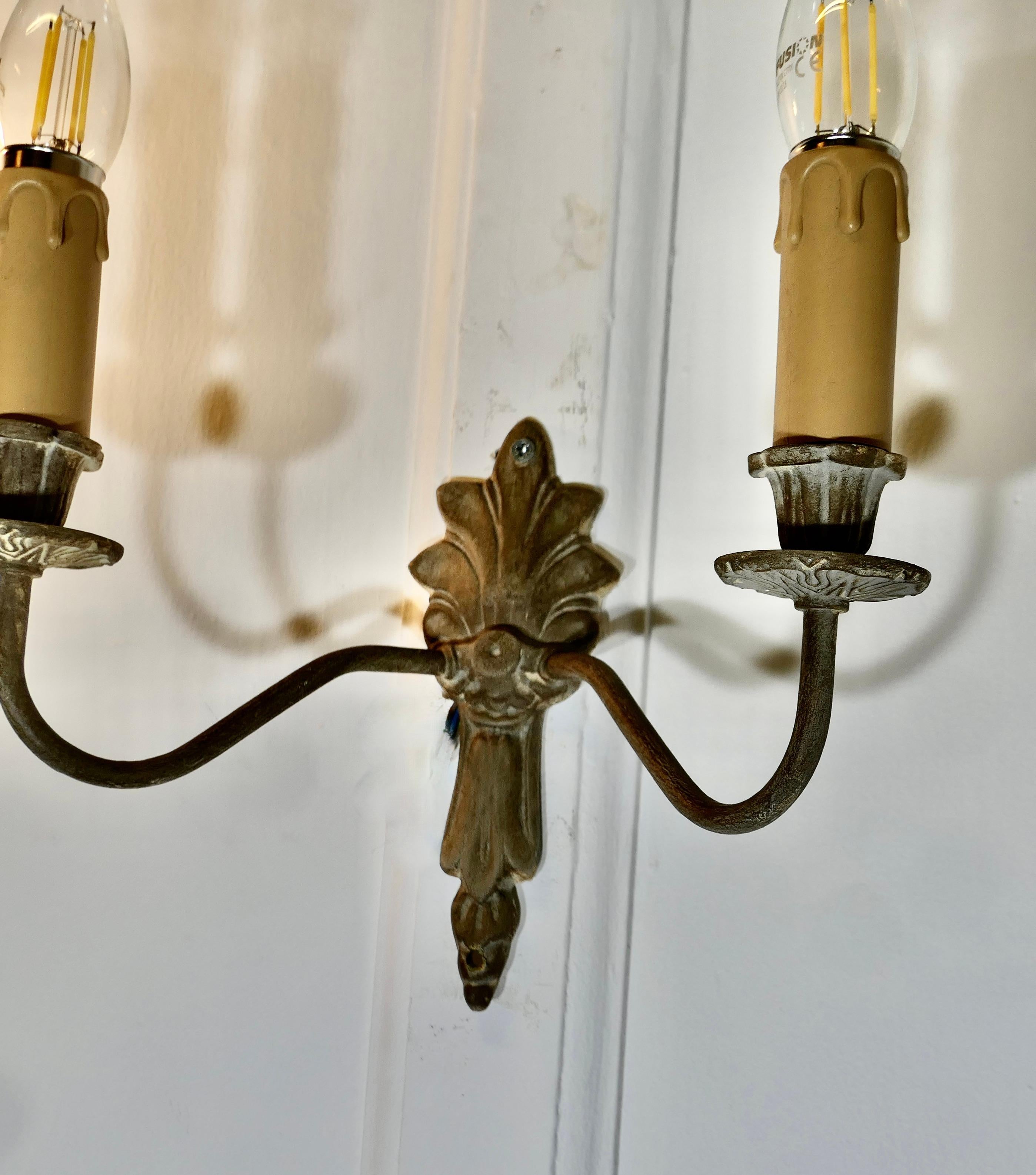 Early 20th Century A pair of French 4 Neo Classical Metal Twin Wall Lights For Sale