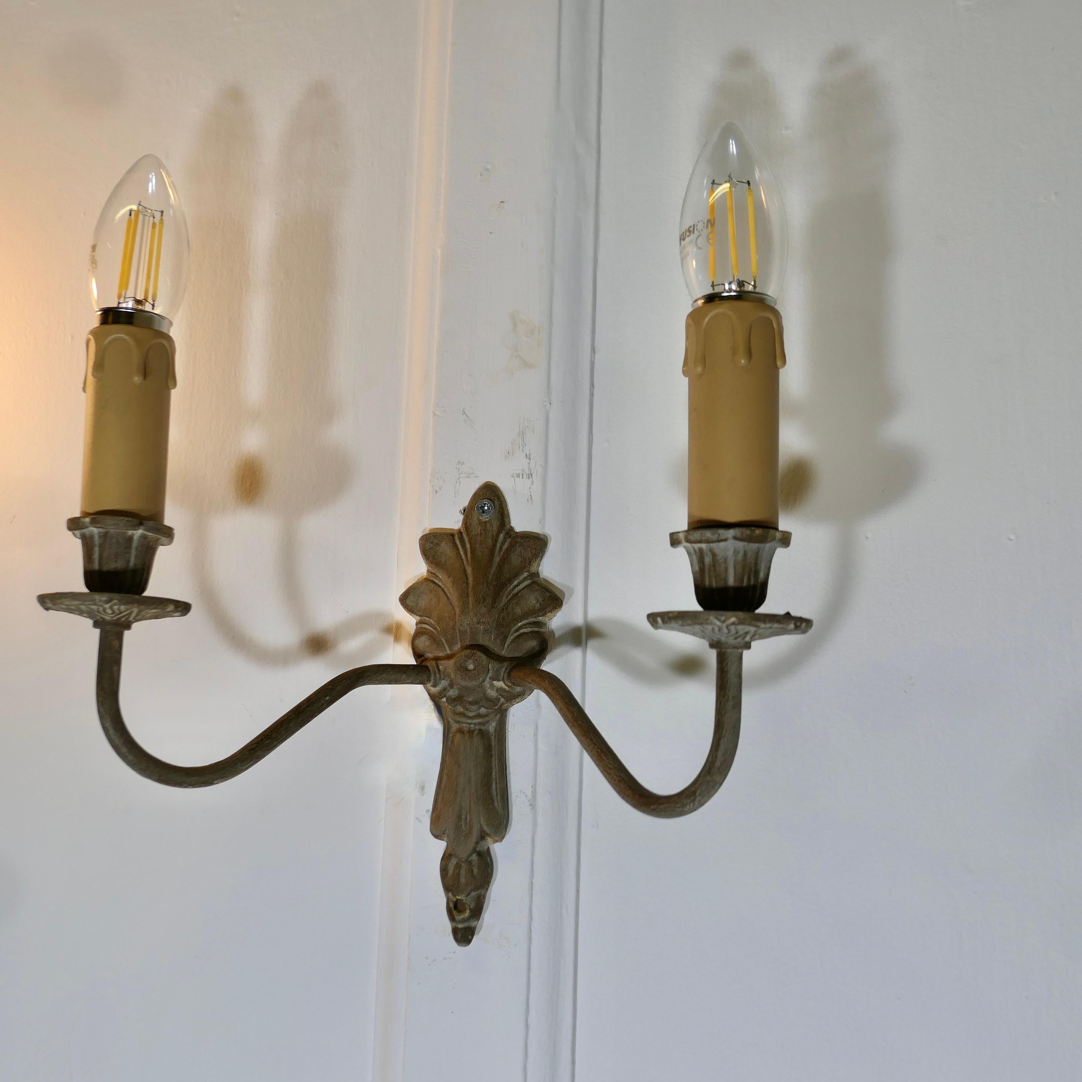 A pair of French 4 Neo Classical Metal Twin Wall Lights For Sale 1