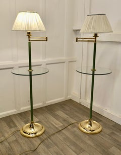 Pair of French Art Deco Adjustable Swing Arm Floor Lamps, Reading Lamps