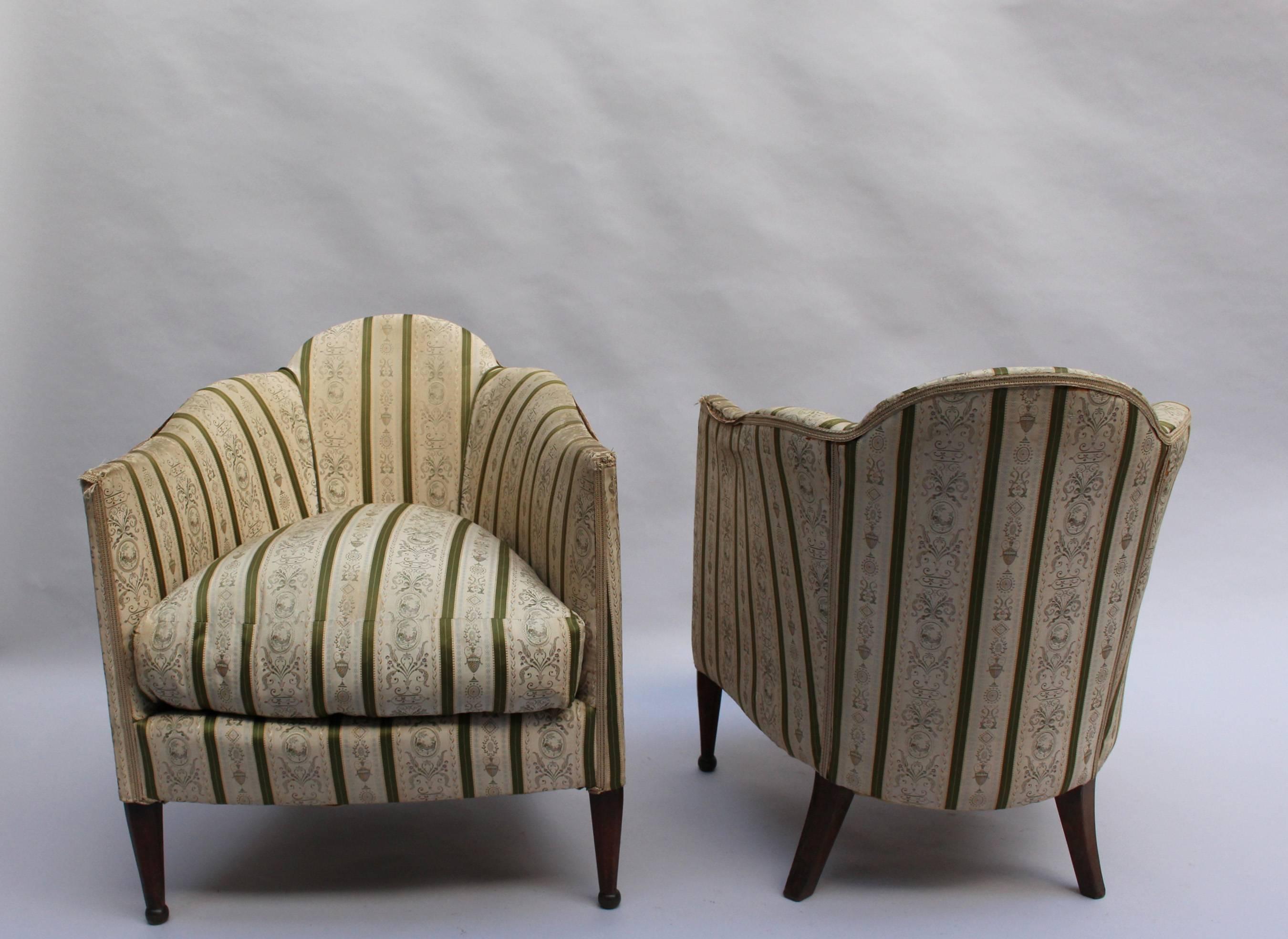 Pair of French Art Deco Armchairs In Good Condition In Long Island City, NY