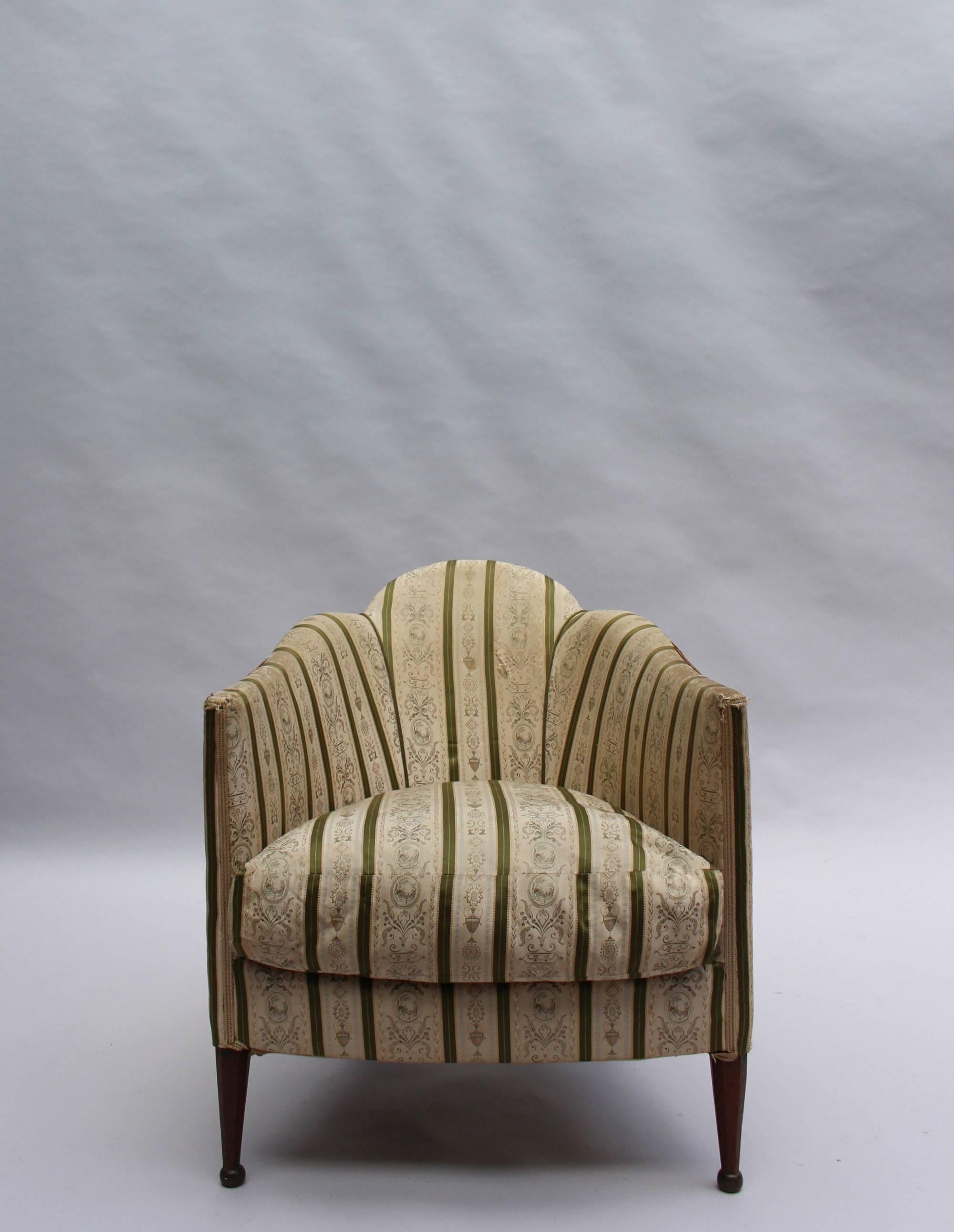Early 20th Century Pair of French Art Deco Armchairs