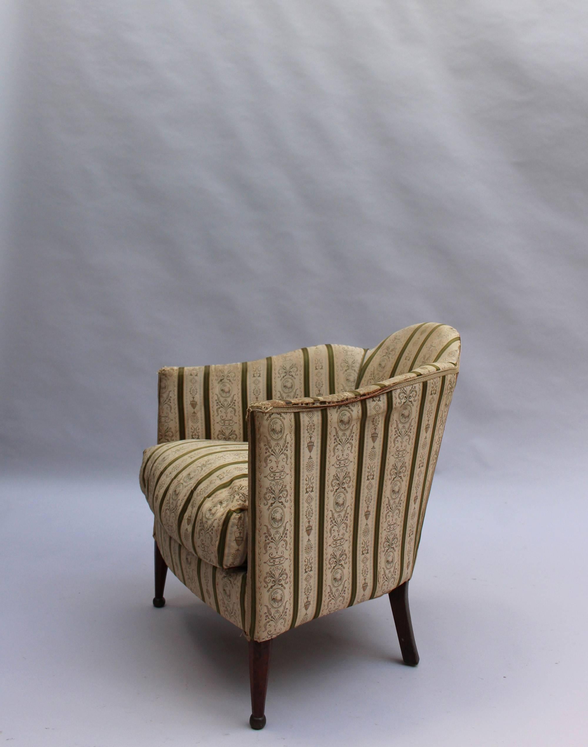 Fabric Pair of French Art Deco Armchairs
