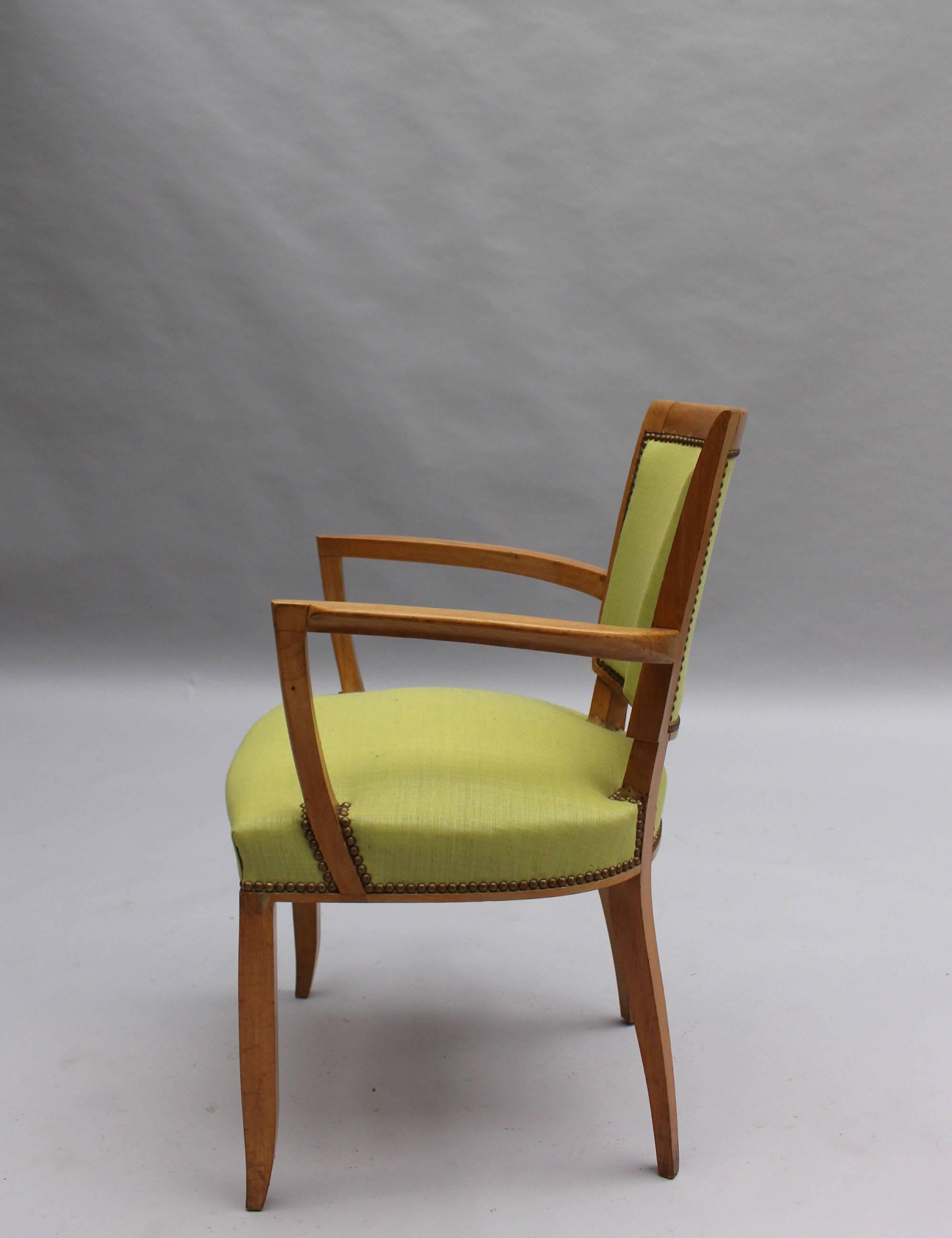 Mid-20th Century Pair of Fine French Art Deco Armchairs by Jules Leleu For Sale