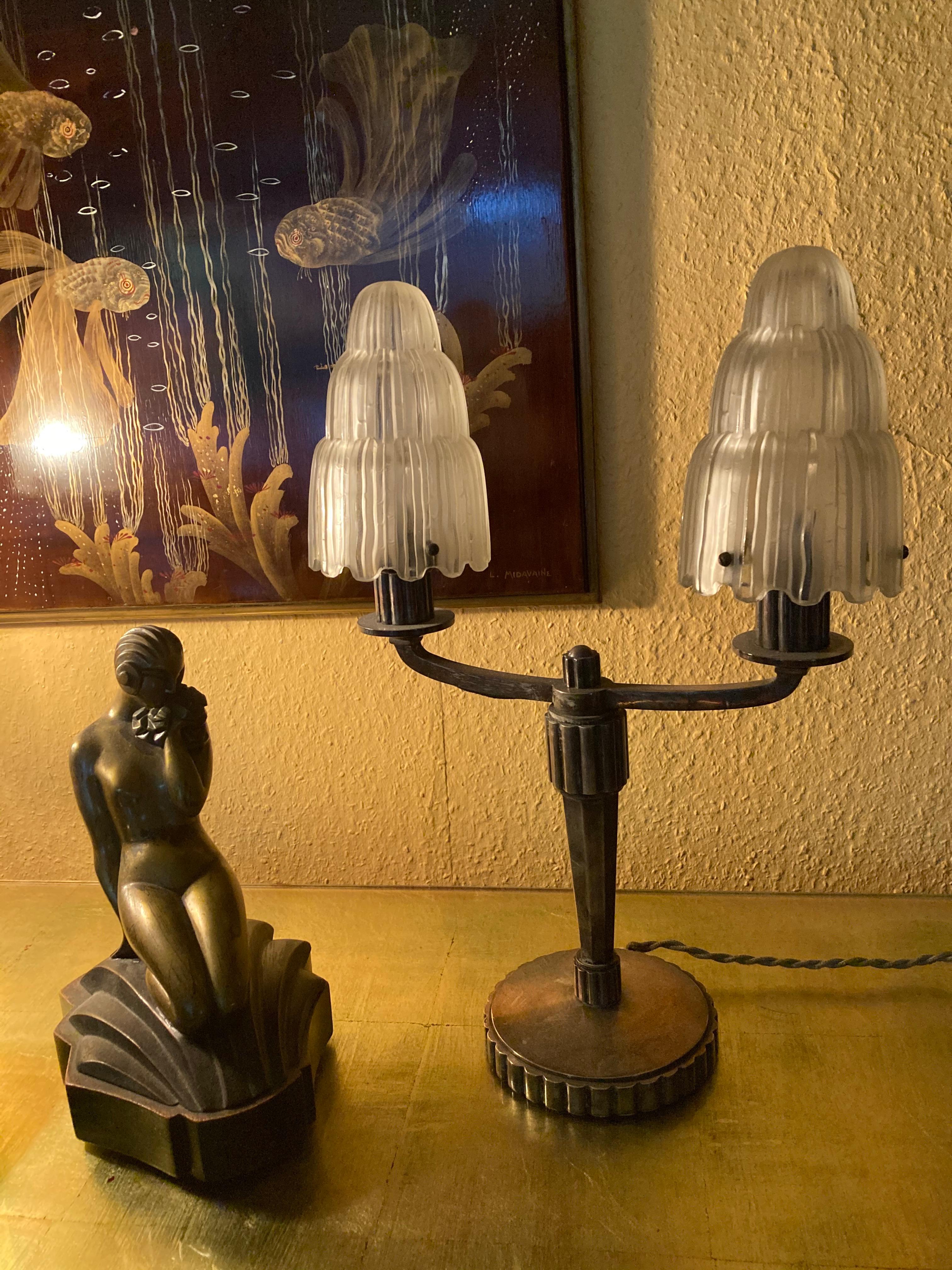 Silvered Pair of French Art Deco 