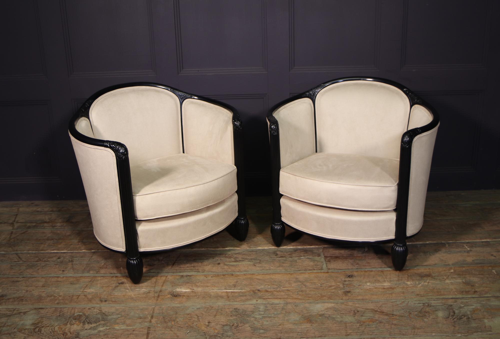 Oak Pair of French Art Deco Chairs, c1920
