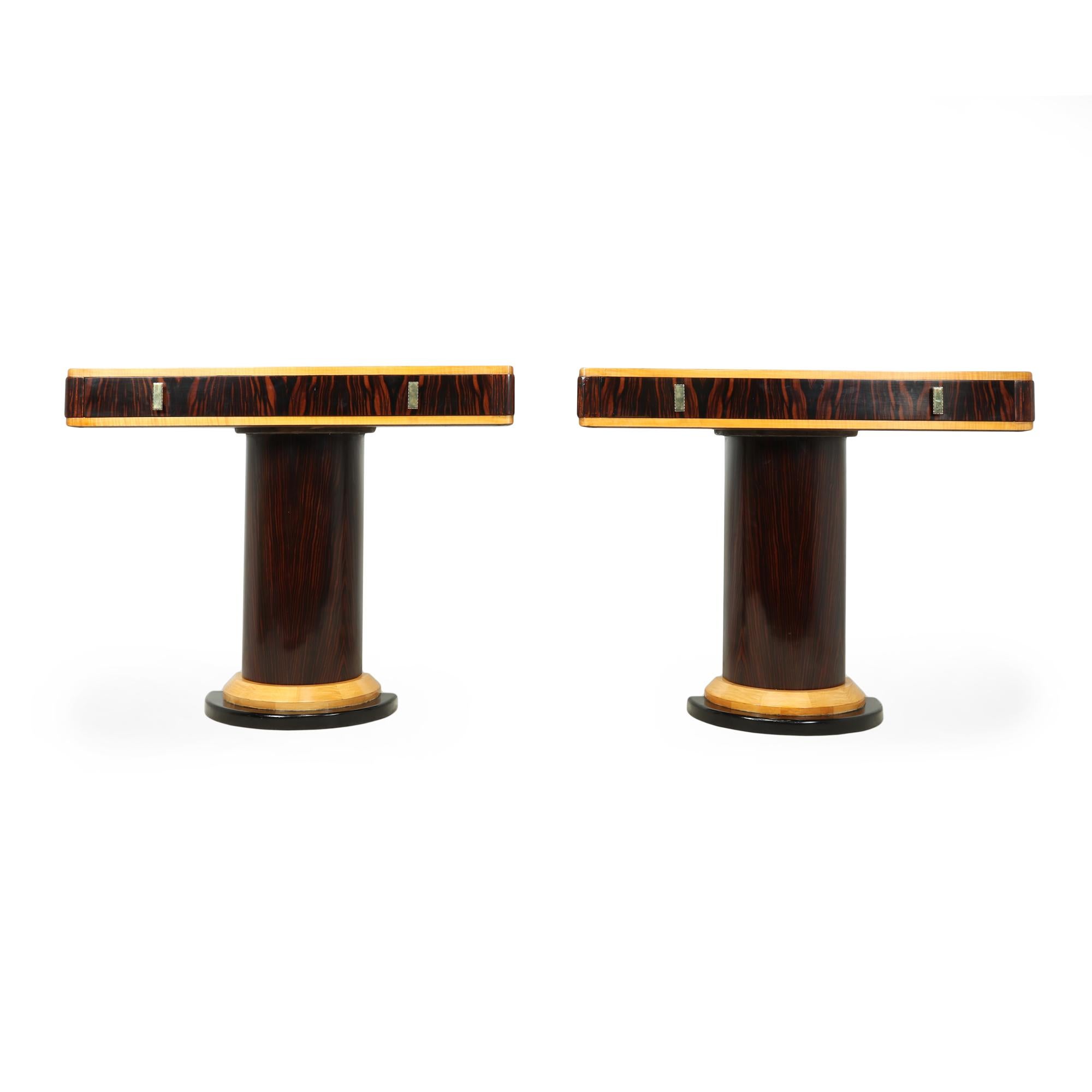 Pair of French Art Deco Console Tables in Macassar Ebony, c1925 In Excellent Condition In Paddock Wood Tonbridge, GB