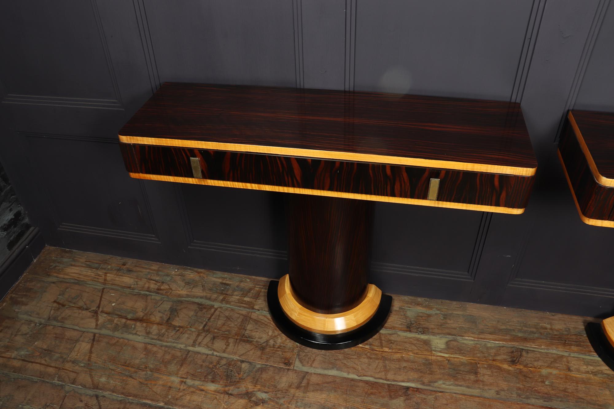 Pair of French Art Deco Console Tables in Macassar Ebony, c1925 4