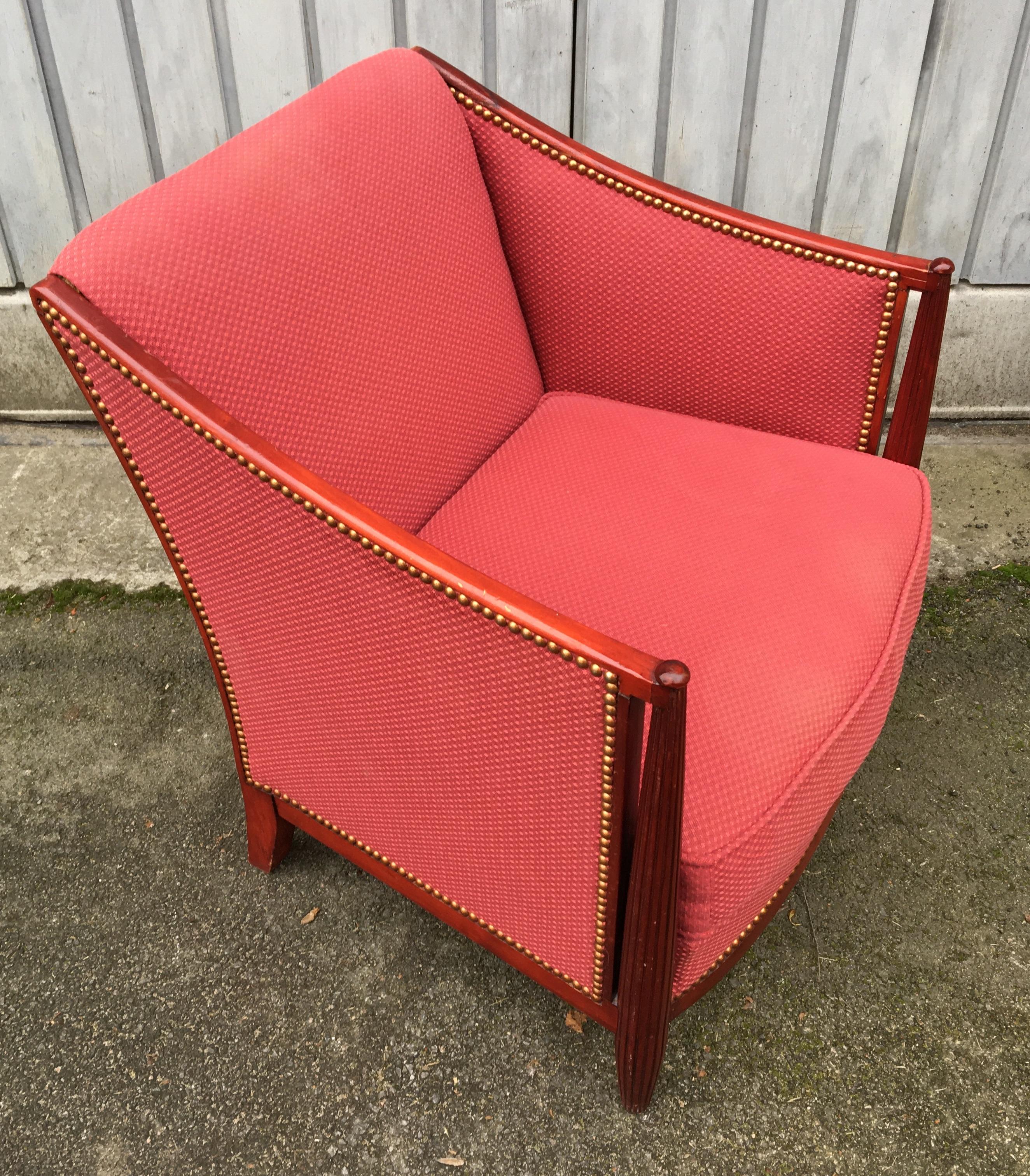 Pair of French Art Deco Lounge Chairs For Sale 4