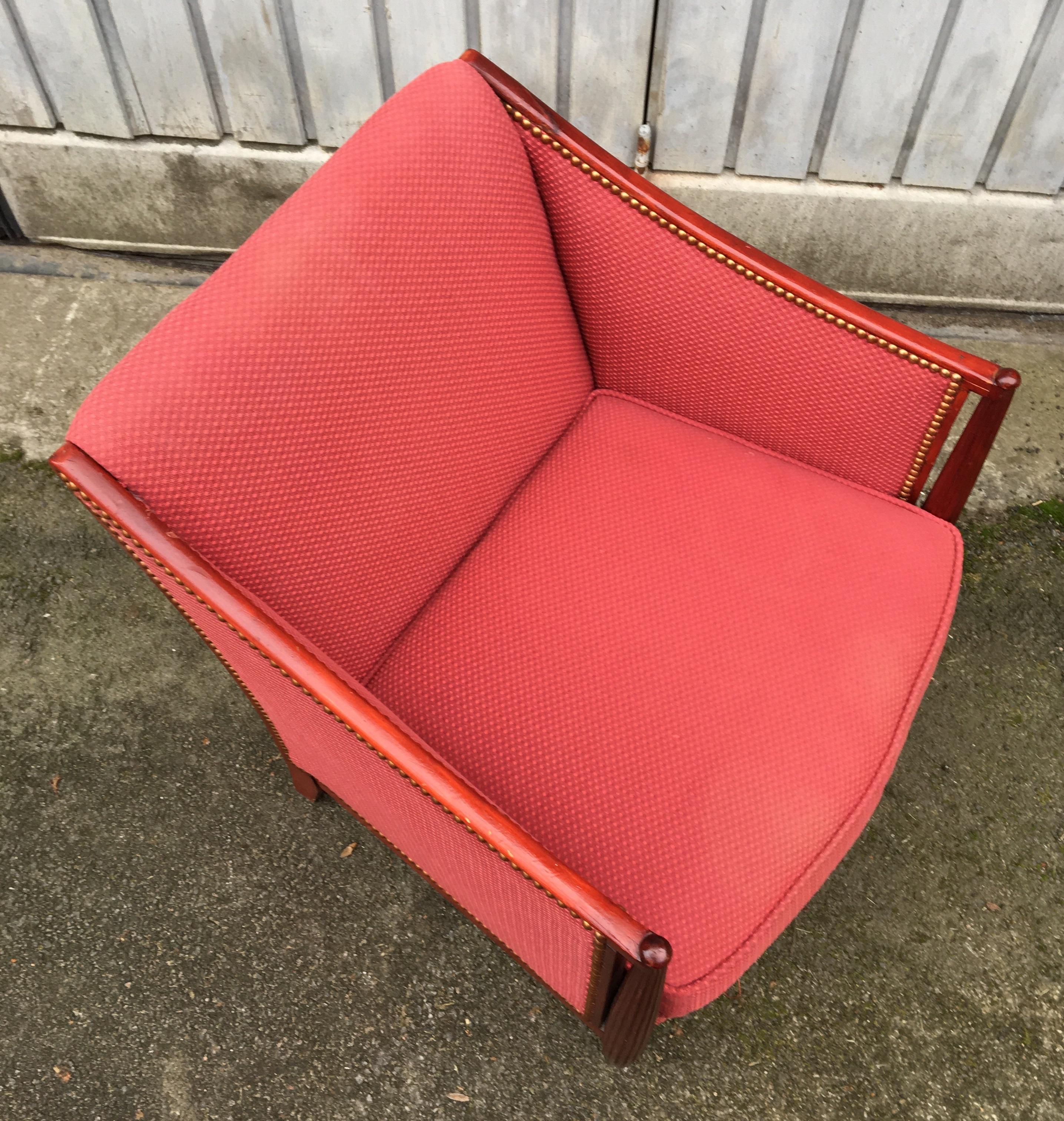 Pair of French Art Deco Lounge Chairs For Sale 5