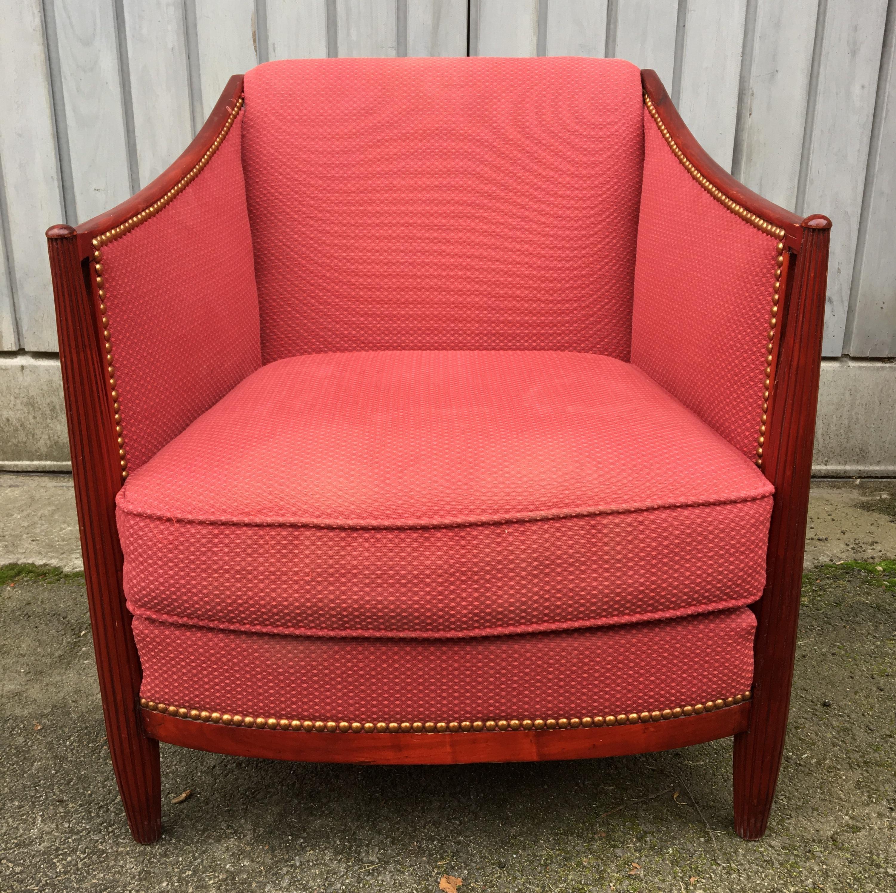Pair of French Art Deco Lounge Chairs For Sale 6