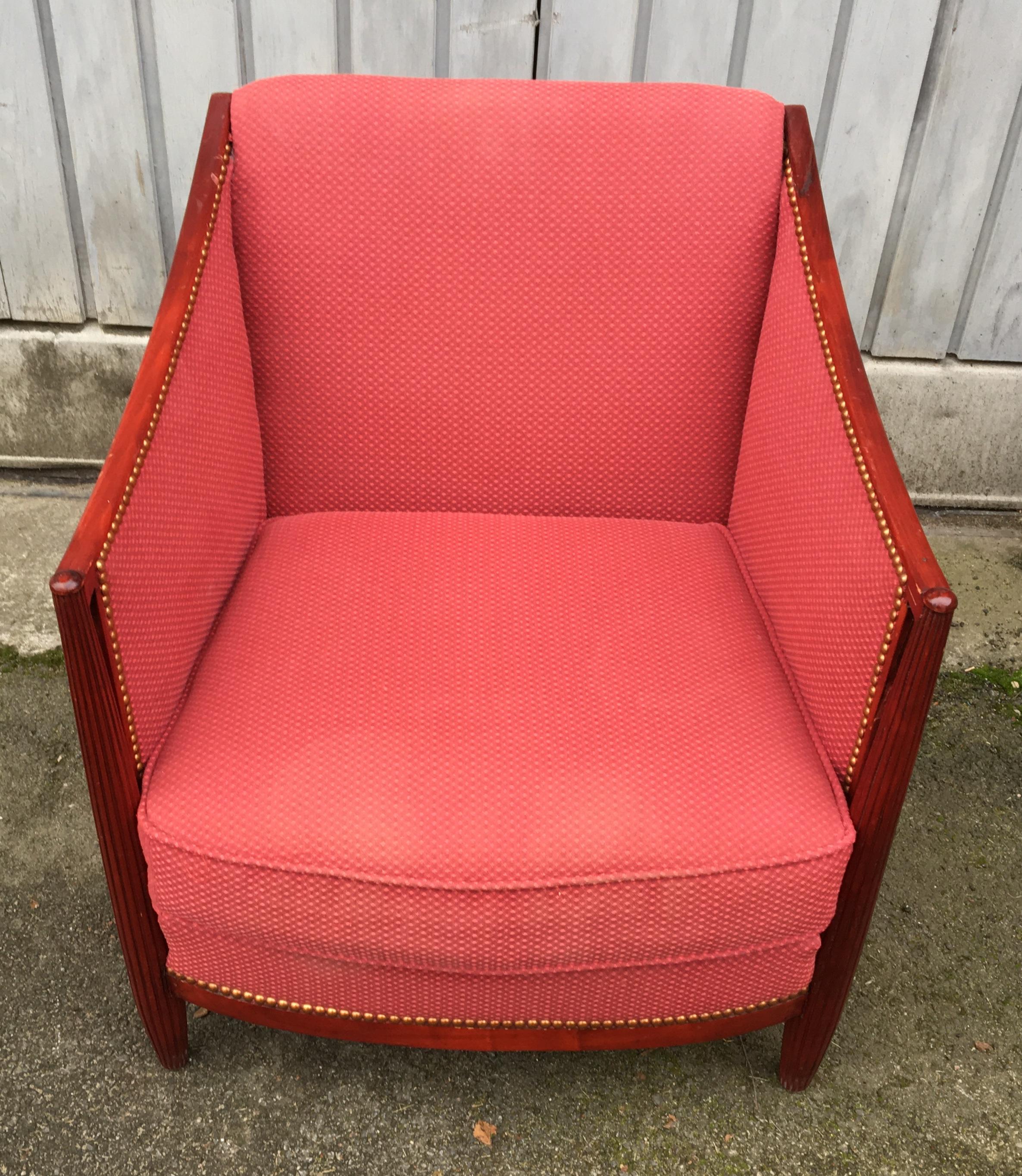 Pair of French Art Deco Lounge Chairs For Sale 7