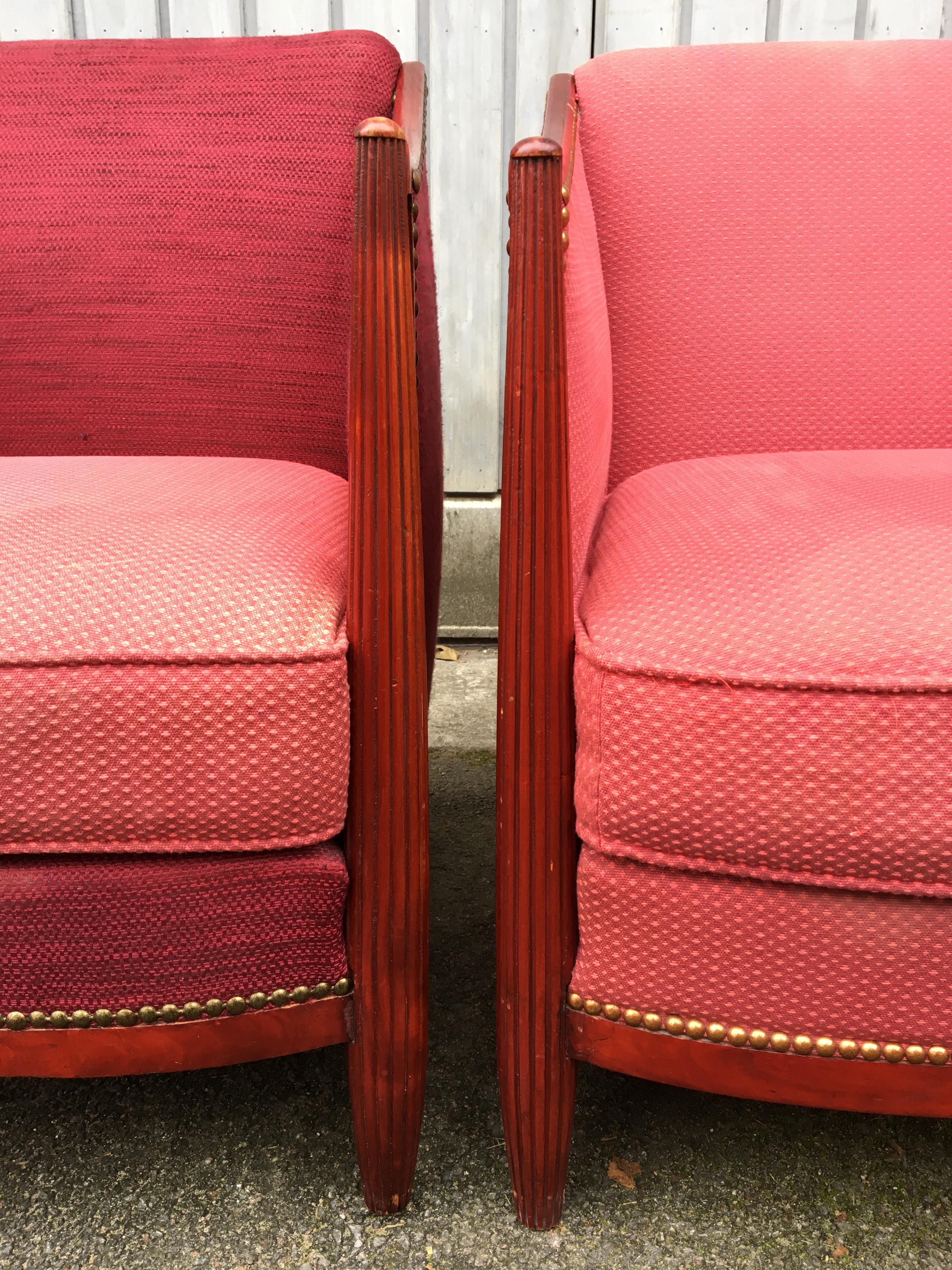 Pair of French Art Deco Lounge Chairs For Sale 10