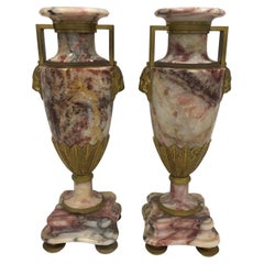 Pair of French Art Deco Marble Urns, circa 1920