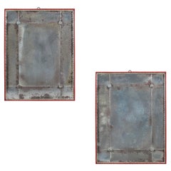 A Pair of French Art Deco Mirrors with Oxidised Plates