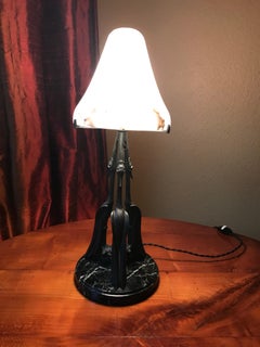 Max Le Verrier Art Deco Pair of table lamps. France 1920s. Signed.