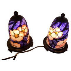 Coppia di lampade da tavolo francesi Art Deco, luci notturne di Loys Lucha, firmate