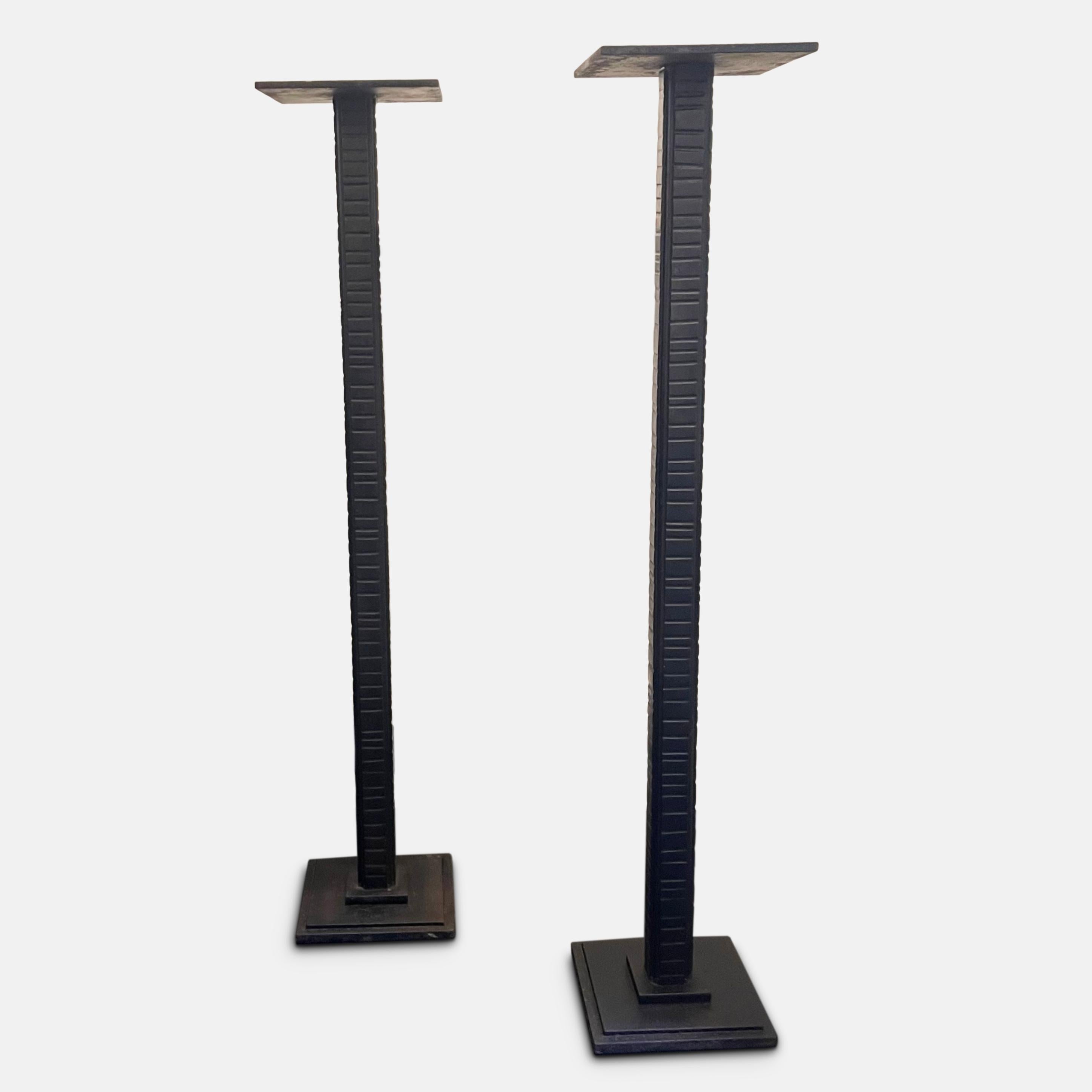 A Pair oWrought-Iron Pedestals by Edgar Brandt For Sale 1