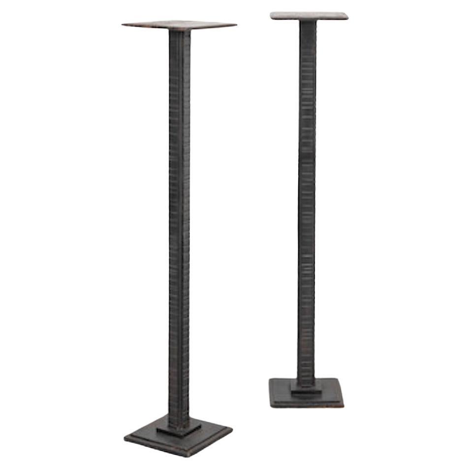 A Pair oWrought-Iron Pedestals by Edgar Brandt