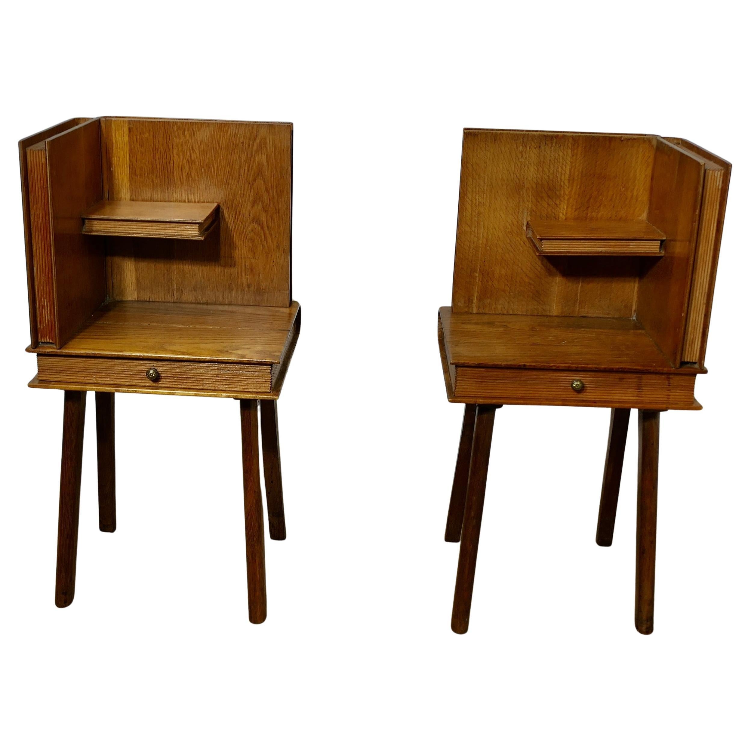 A Pair of French Arts and Crafts Bedside Tables   A very attractive pair