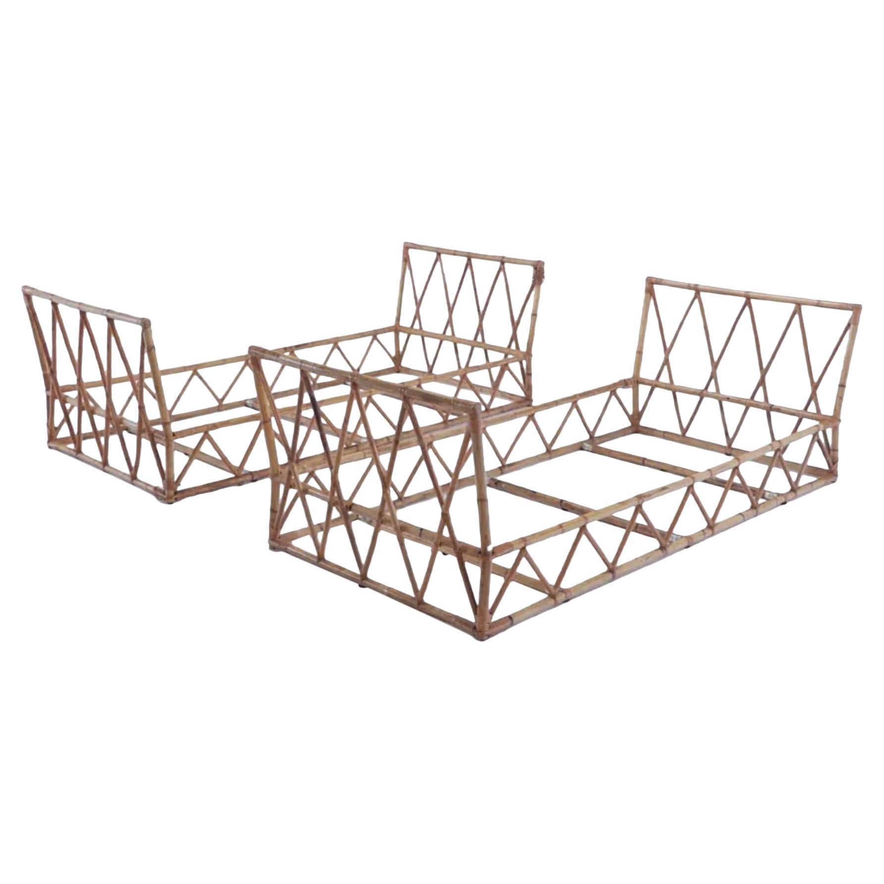 Paire de banquettes françaises en bambou
