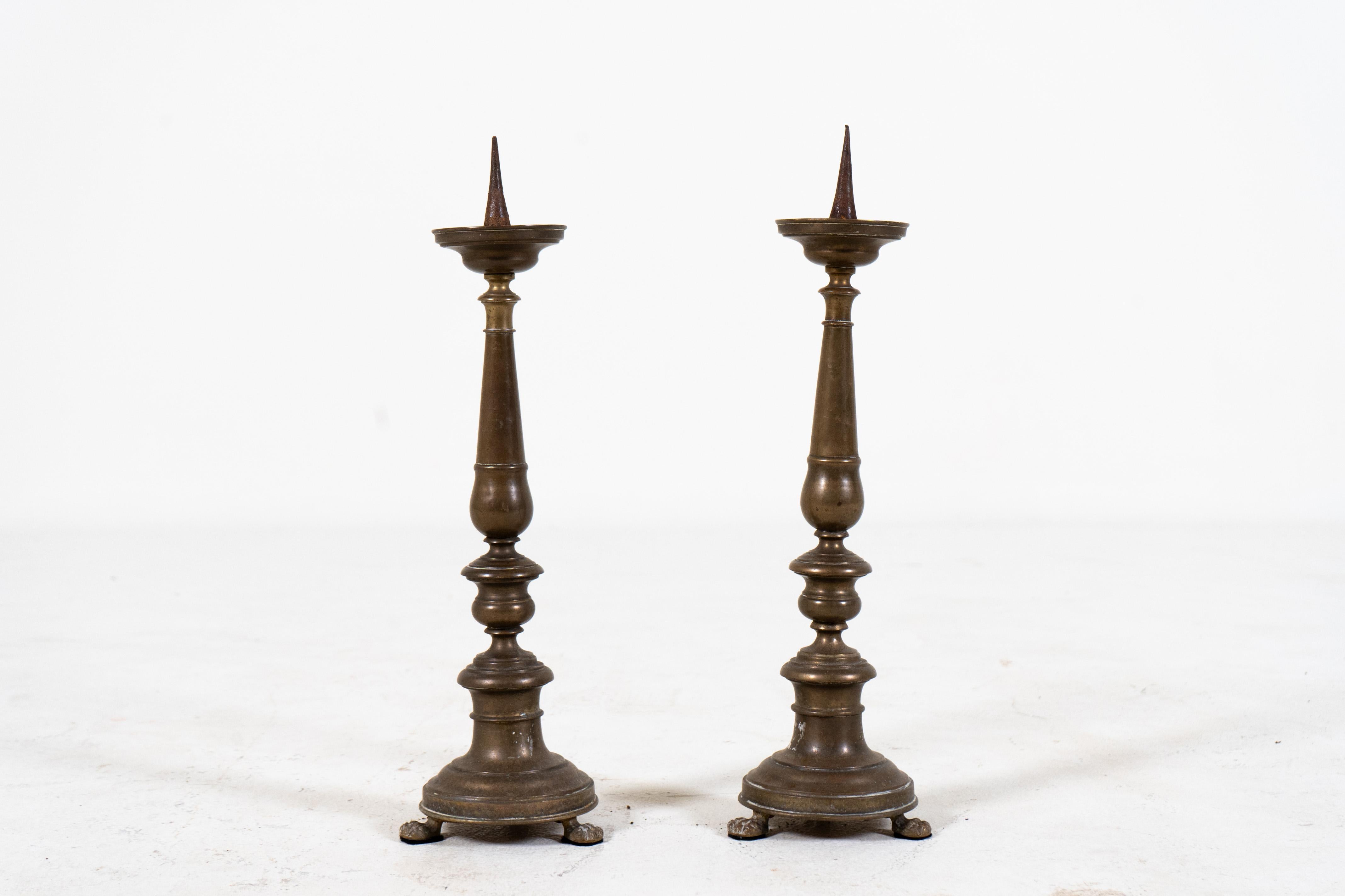 A Pair of French Brass Candleholders, c. 1900 For Sale 3