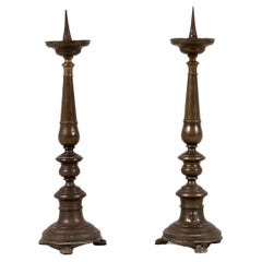 A Pair of French Brass Candleholders, c. 1900