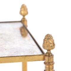 Pareja de mesas con espejo moteado de latón francés estilo Directoire, c. 1950.