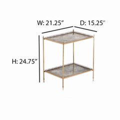 A pair of French brass & mirrored tables in the manner of Jansen, C 1945.