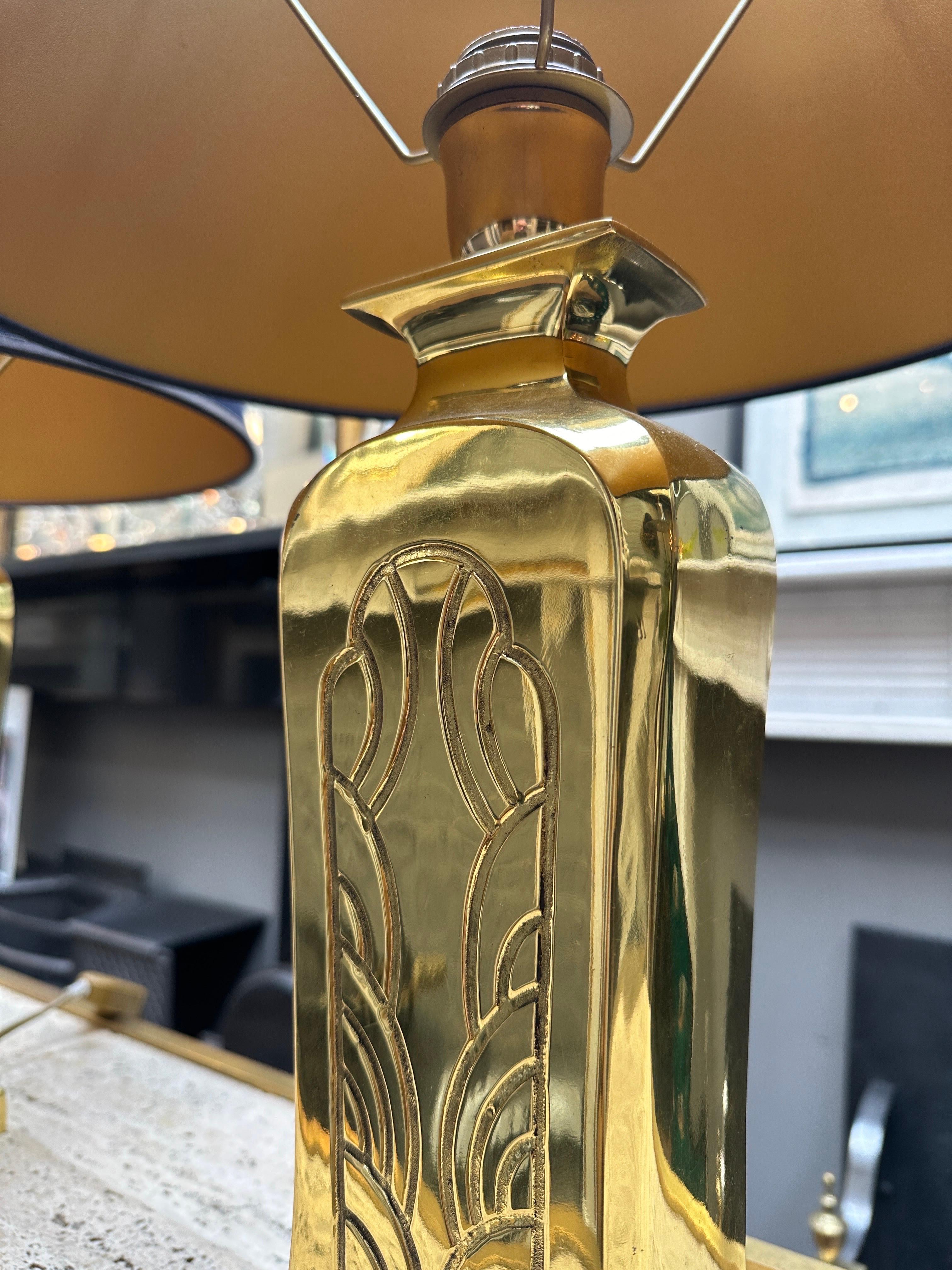 A Pair Of French Brass Table Lamps  For Sale 1