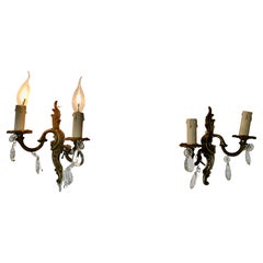 Antique A pair of French Brass Twin Wall Lights   The lights are in the classical style