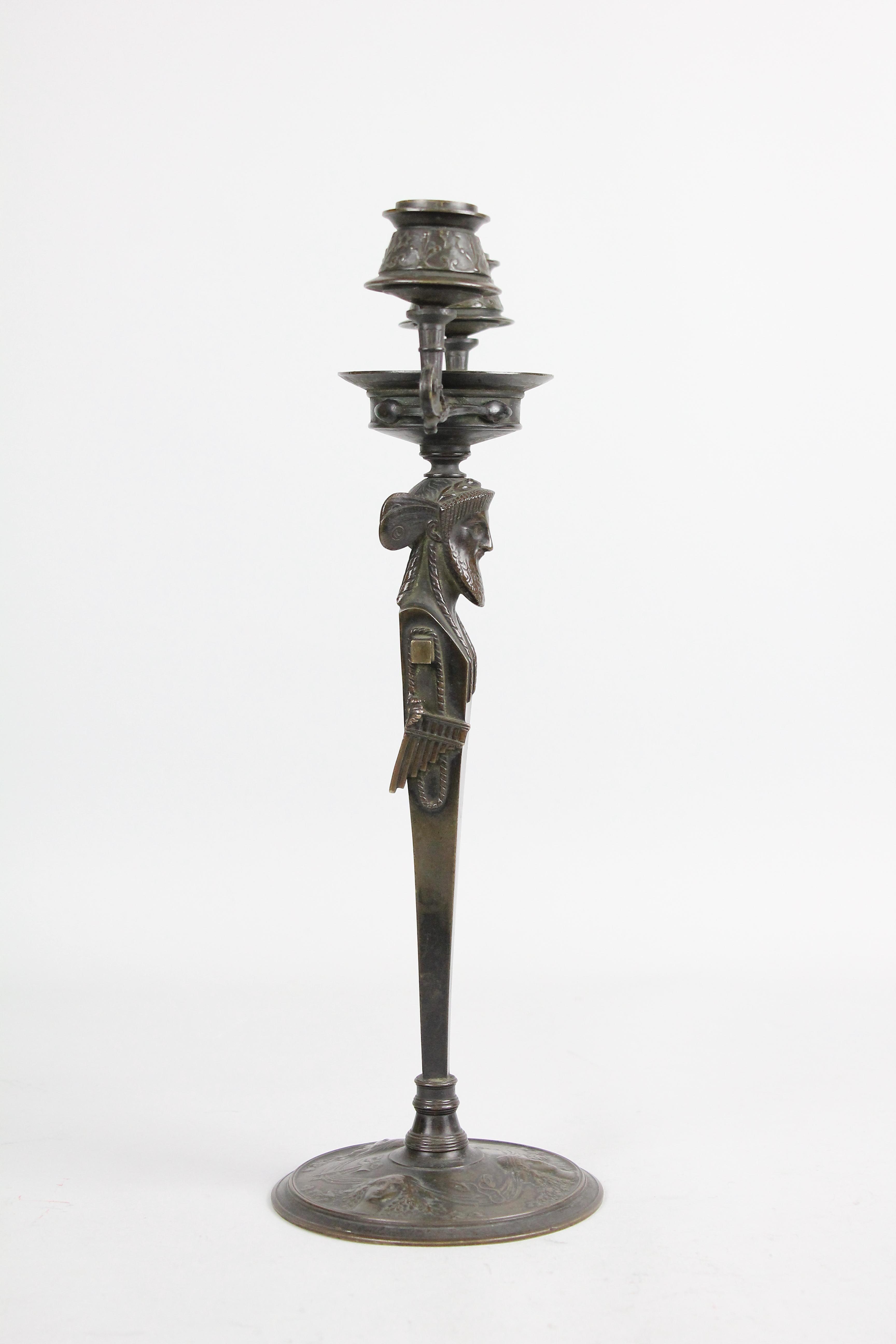 Pair of French Bronze Candelabra in the Assyrian Style, circa 1900 In Good Condition In Skanninge, SE