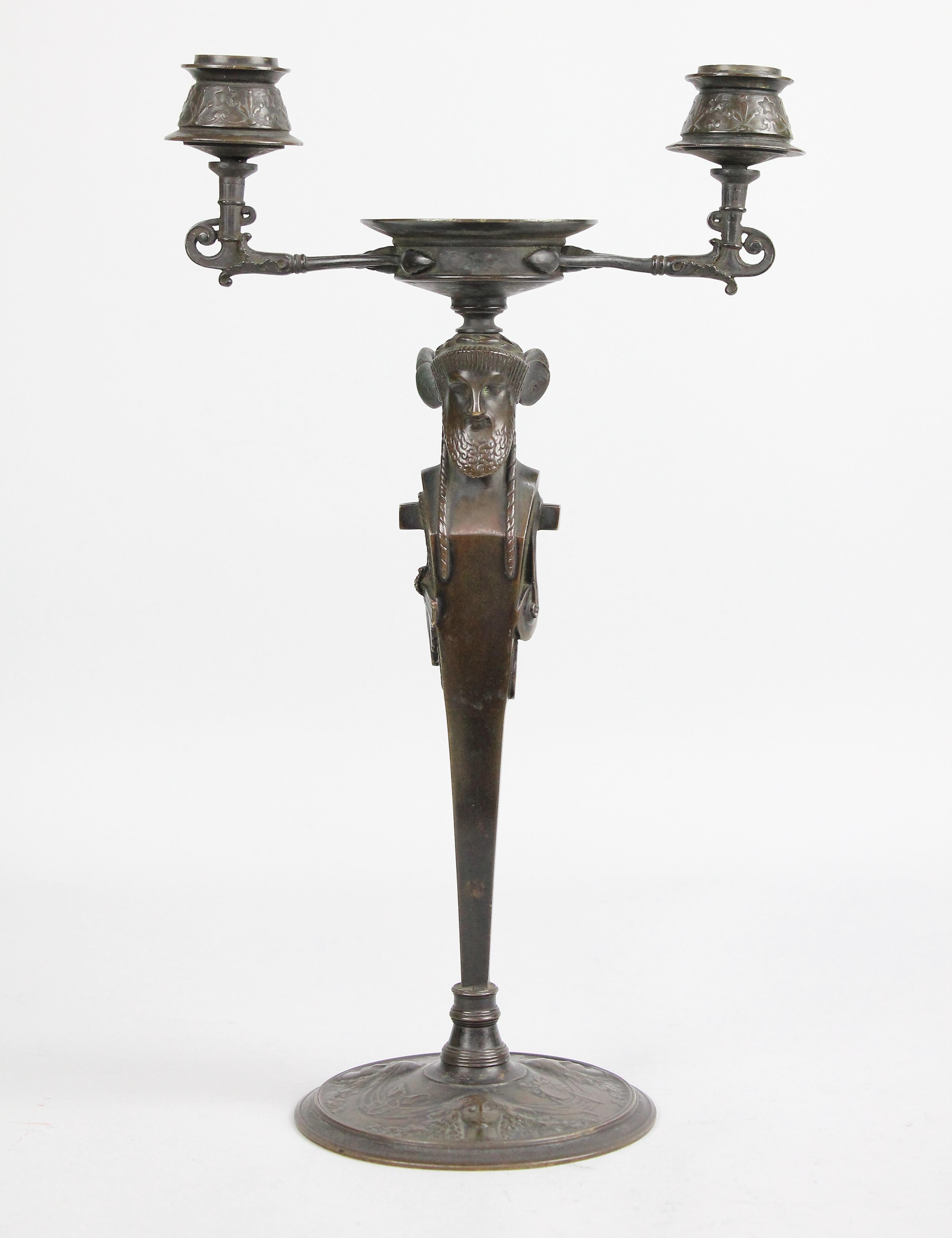 Pair of French Bronze Candelabra in the Assyrian Style, circa 1900 2