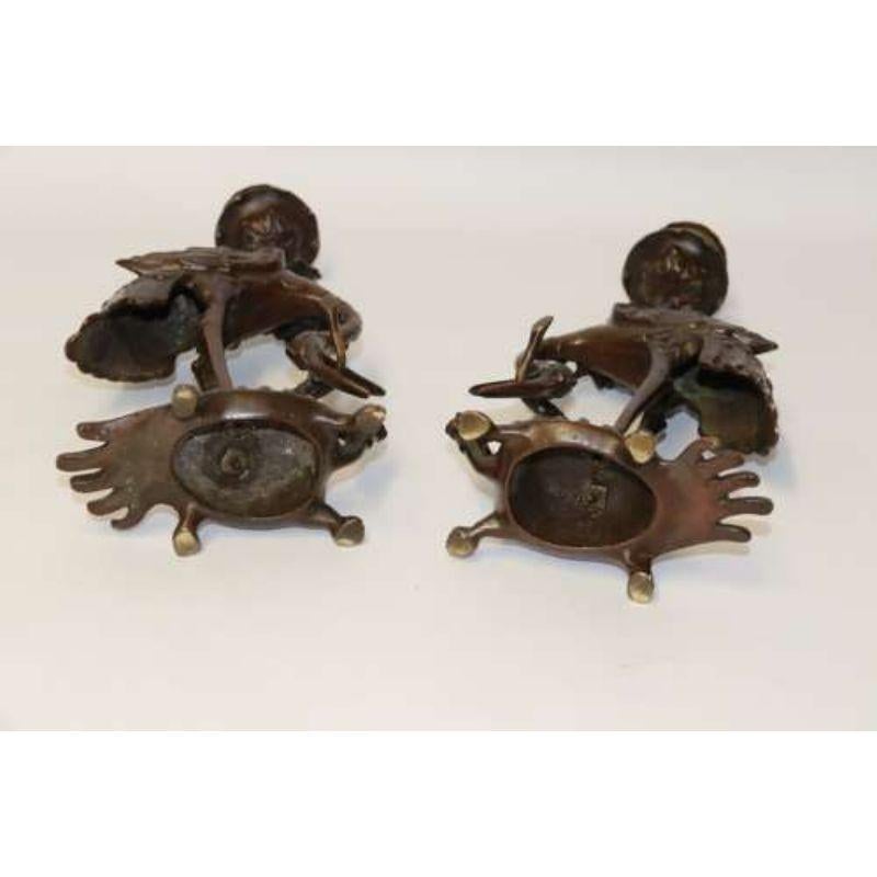 Pair of French Bronze Candlesticks in the Form of Storks, circa 1900 6