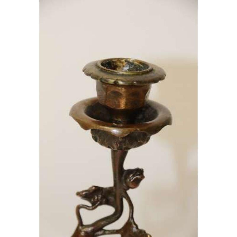 Pair of French Bronze Candlesticks in the Form of Storks, circa 1900 9