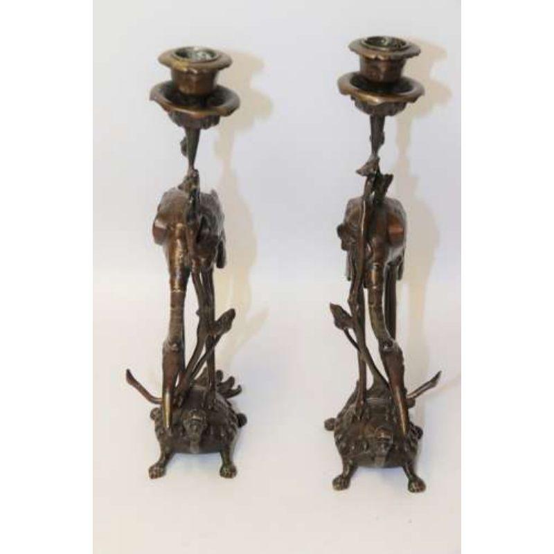 Pair of French Bronze Candlesticks in the Form of Storks, circa 1900 3