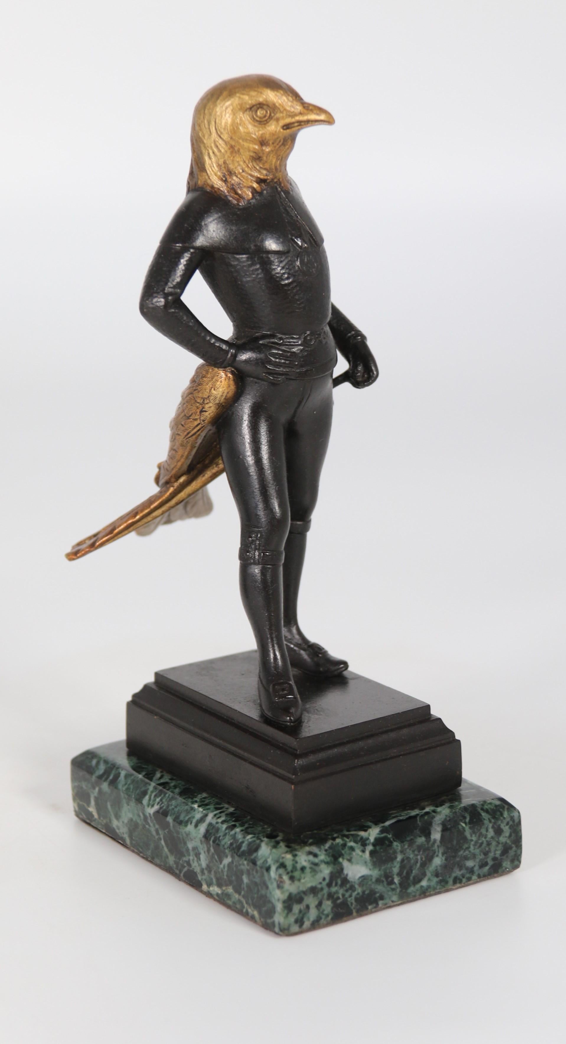 A  pair of French bronze caricature figures of theatrical birds, circa 1880 For Sale 7