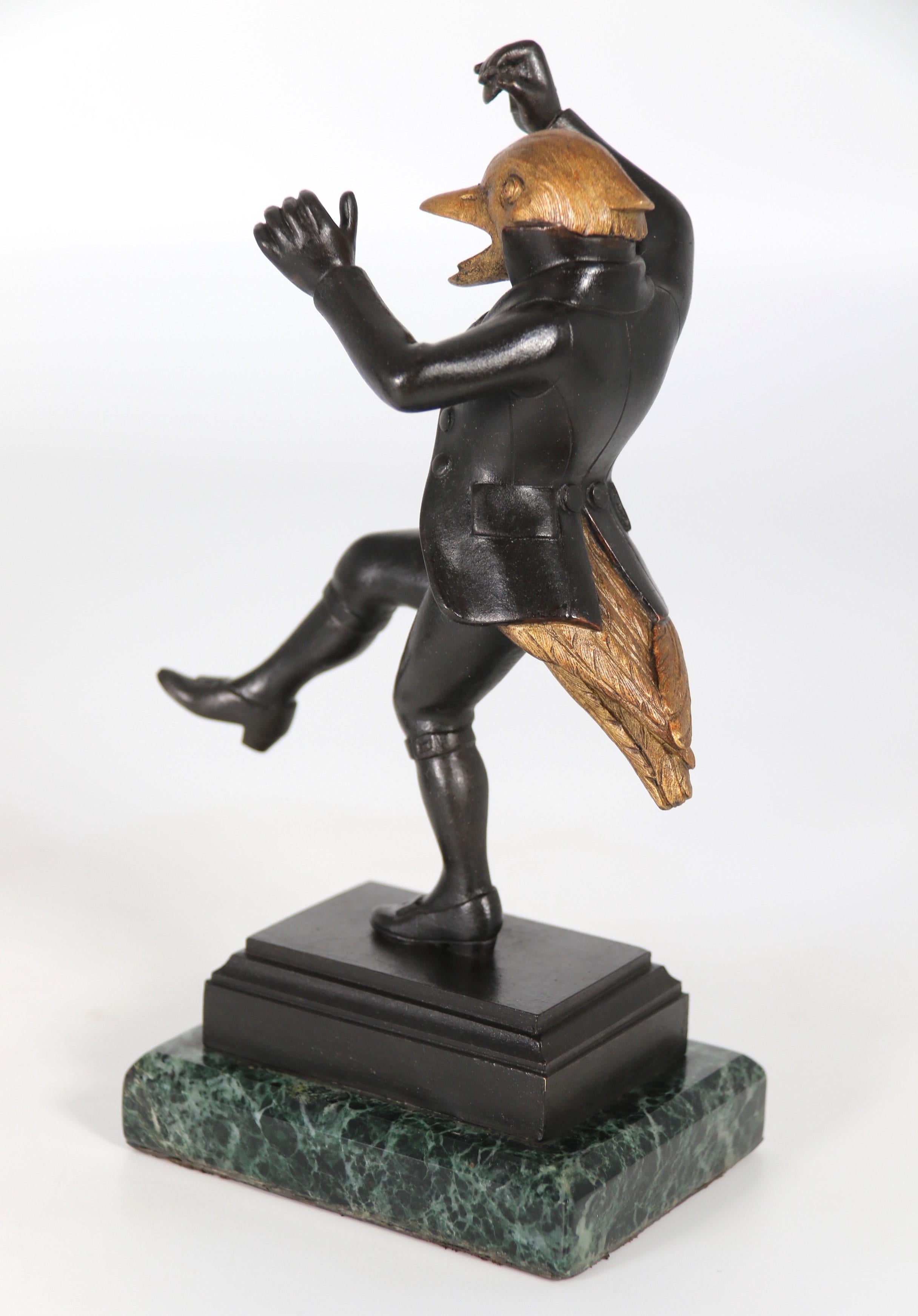 A pair of  French bronze caricature figures of theatrical birds, circa 1880 For Sale 8