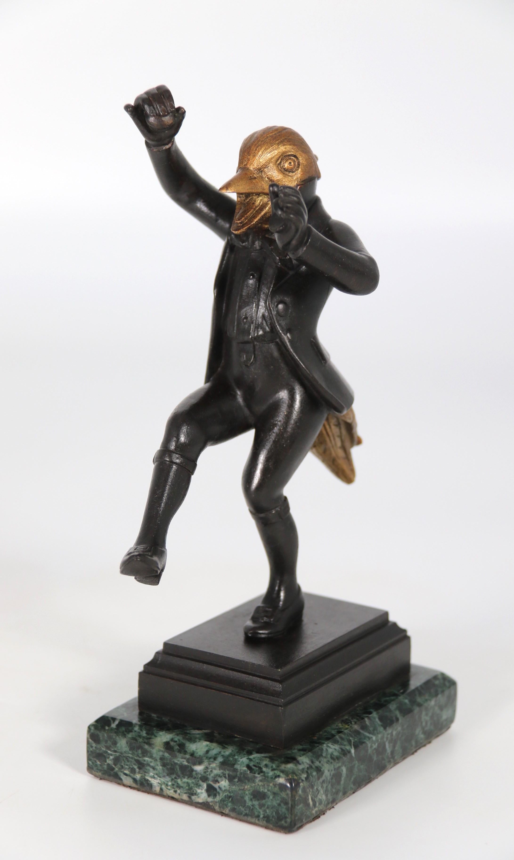 A pair of  French bronze caricature figures of theatrical birds, circa 1880 For Sale 10
